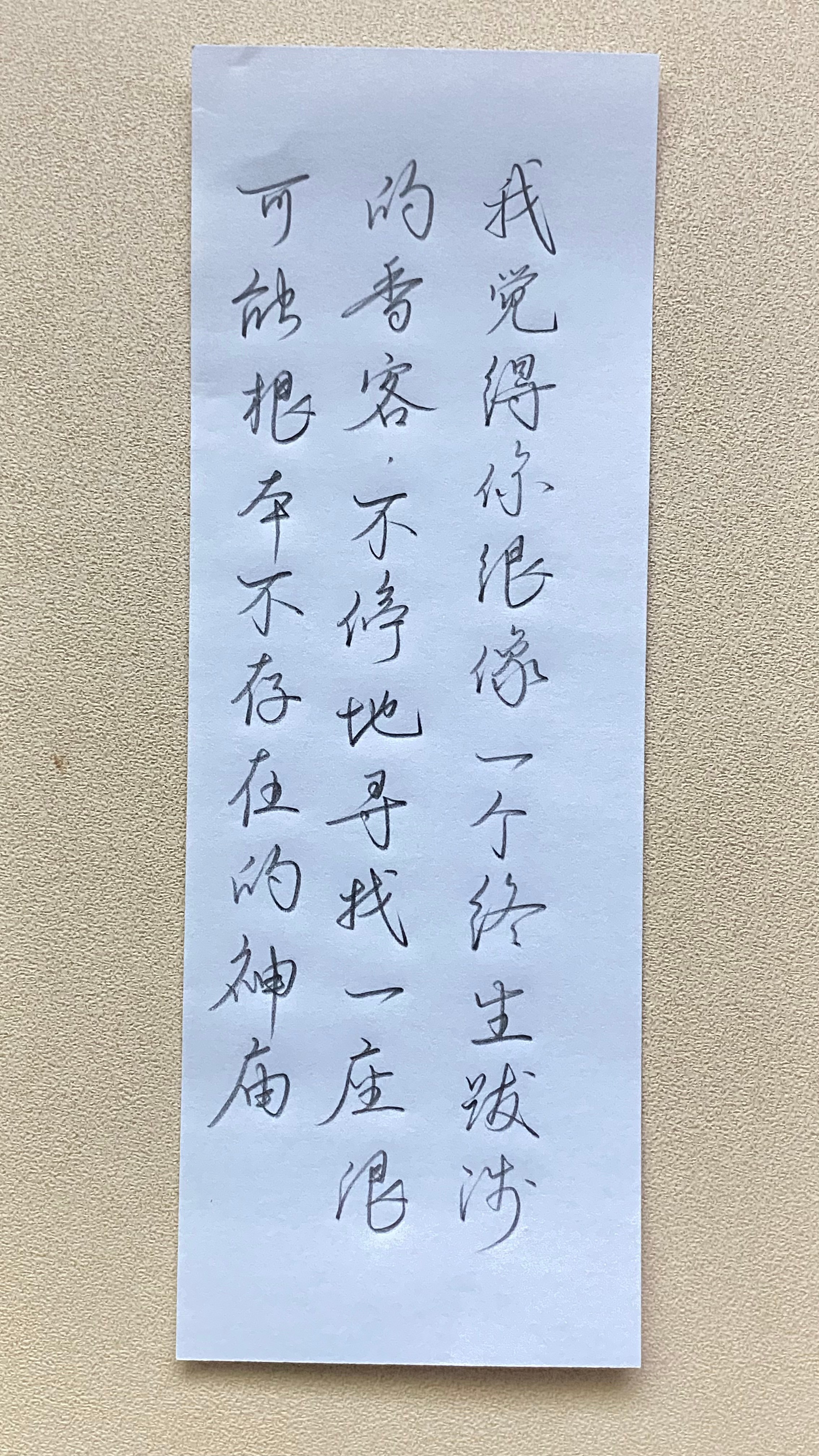 今日作业（2025.2.7）我觉得你很像一个终生跋涉的香客，不停地寻找一座很可能