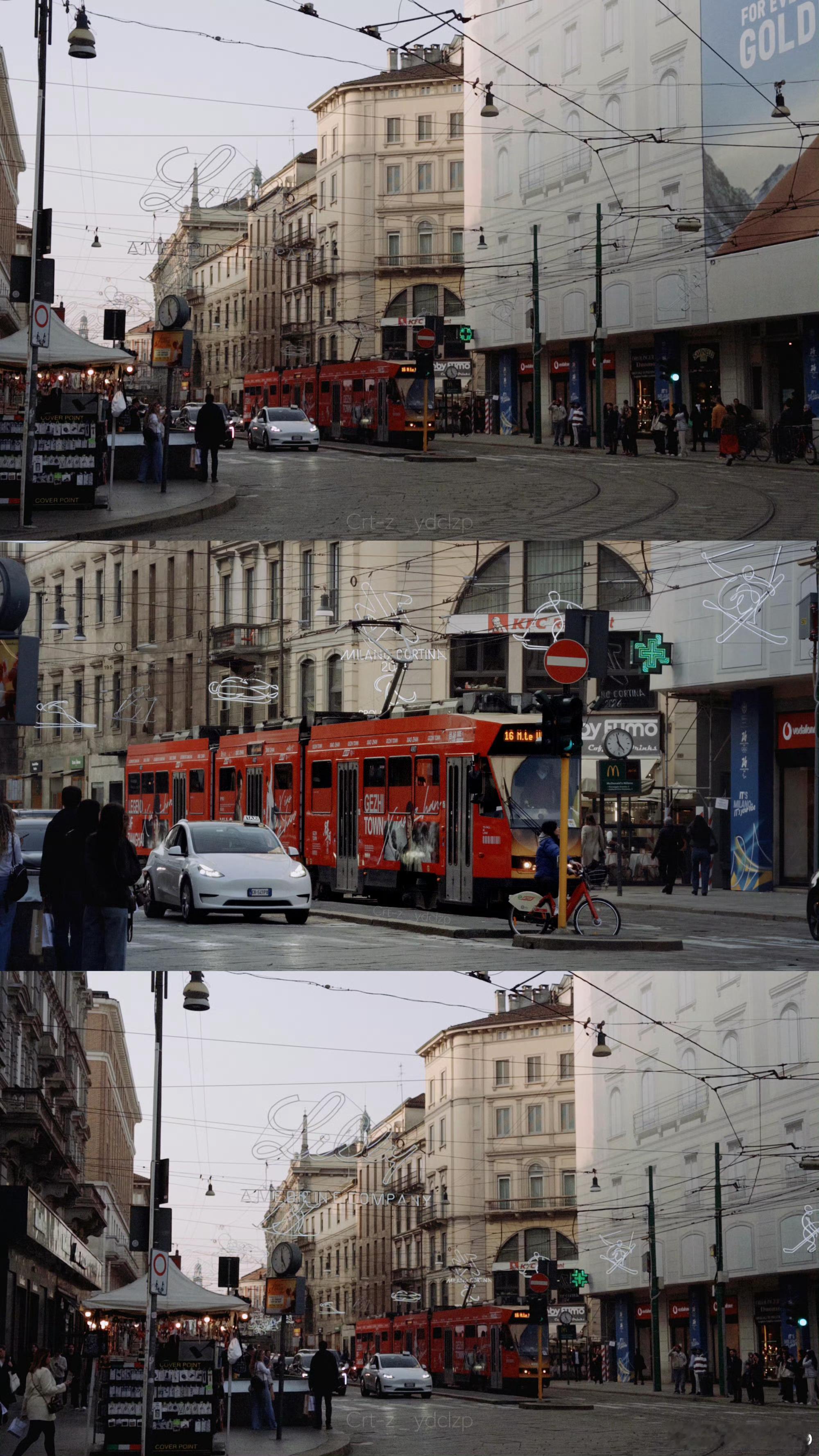 肖战粉丝为肖战准备的米兰电车应援返图🈶，米兰街头的一抹红色好亮眼 