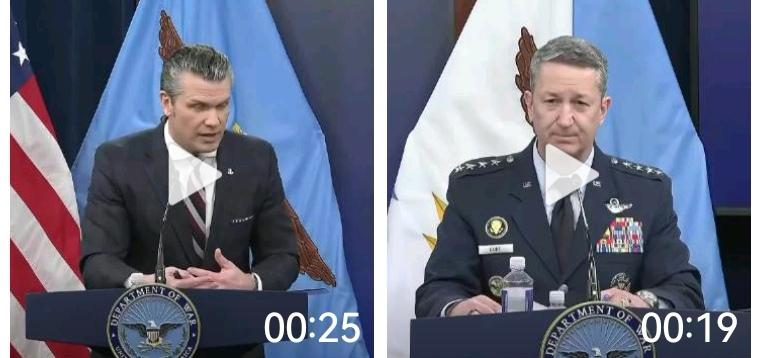 3月4日美国国防部长皮特·赫格塞斯和美军参谋长联席会议主席丹·凯恩就“史诗级愤怒