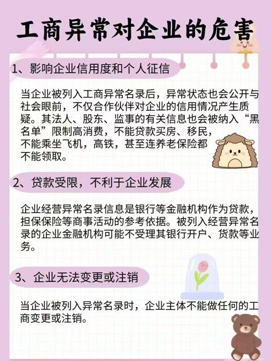 工商异常对企业的危害 📖 ①影响企业信用度和个人征信 ②贷款受限，不...