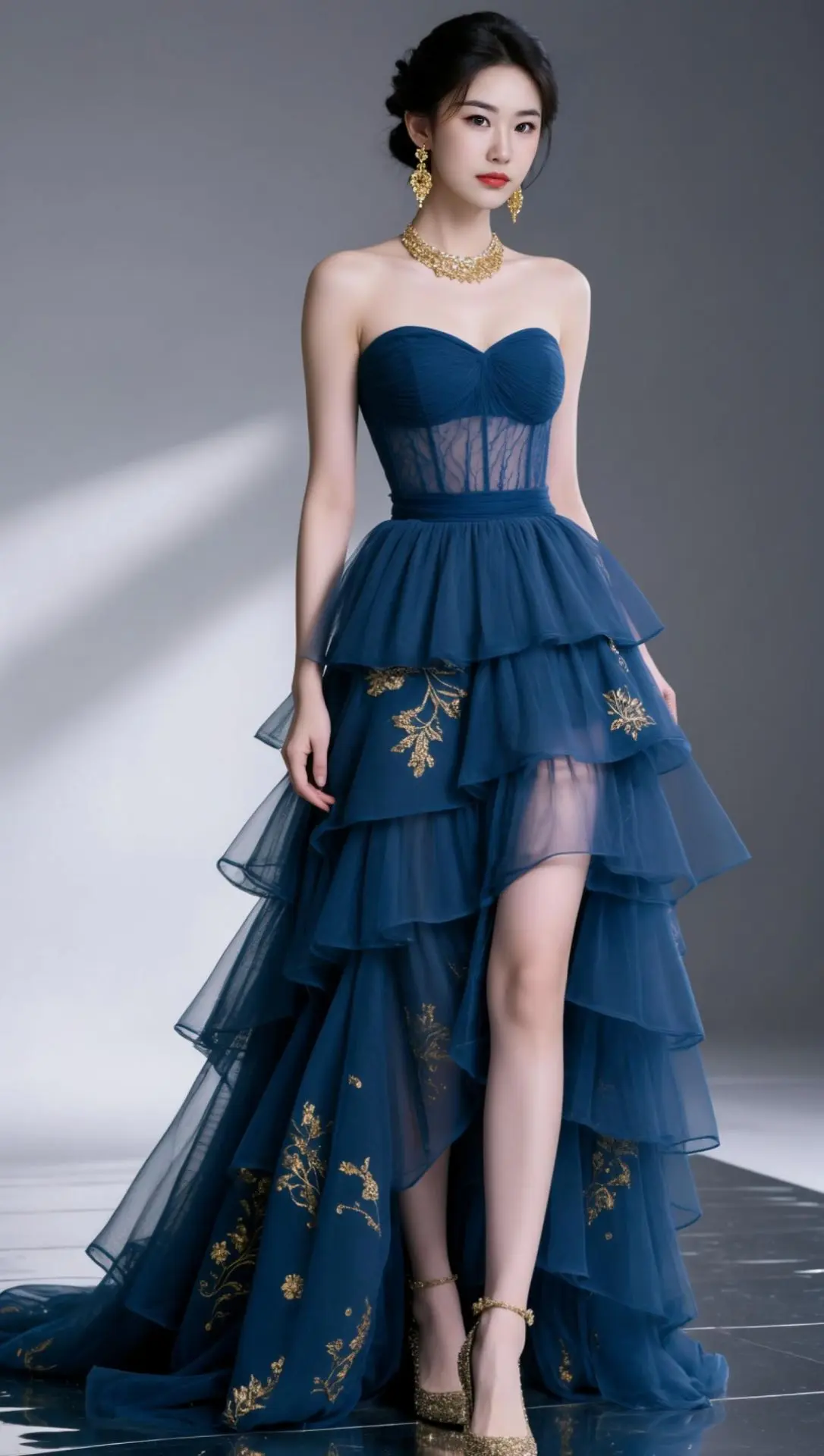 AI蓝纱优雅写真 ai创作