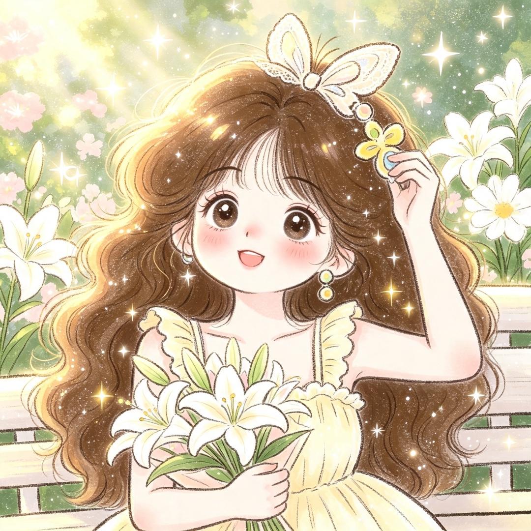 女生头像｜星光落满卷发，百合捎来一捧治愈