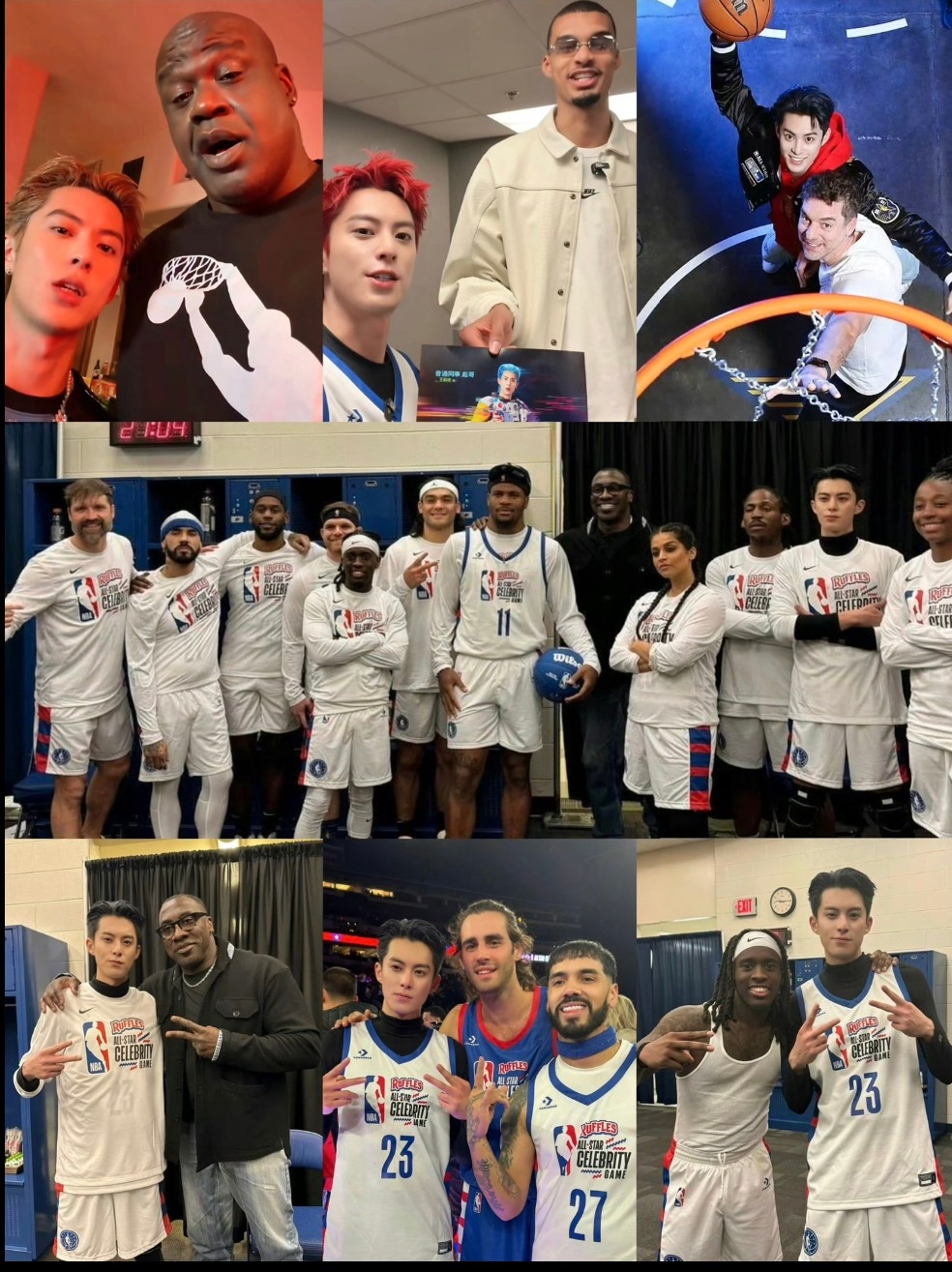 王鹤棣杰伦布朗探班合照欢迎来到中国🇨🇳好友nba球星杰伦布朗来探班，给王鹤棣