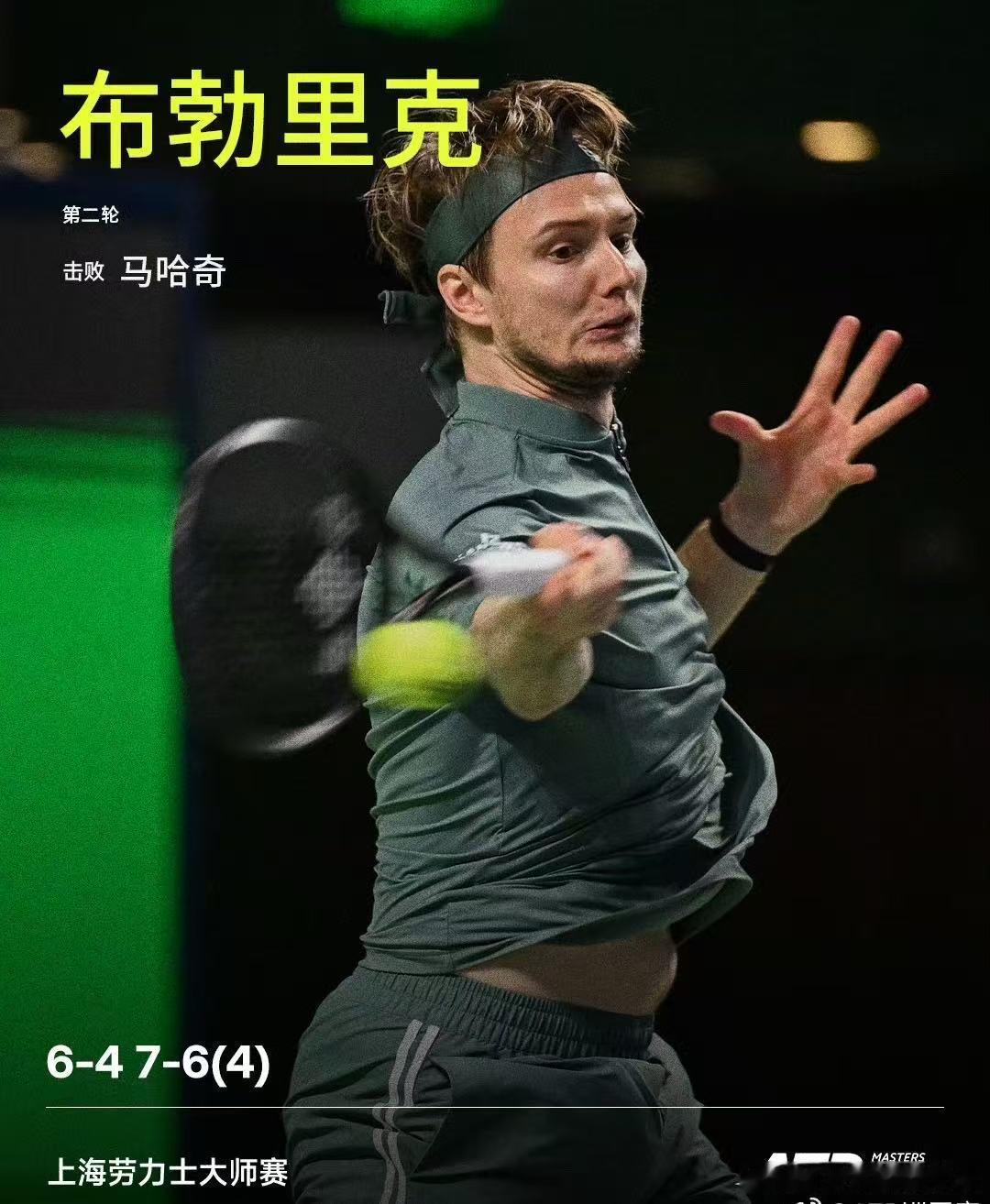布勃里克迎来开门红、布勃里克对马哈奇三战全胜 上海劳力士大师赛男单第二轮，19号