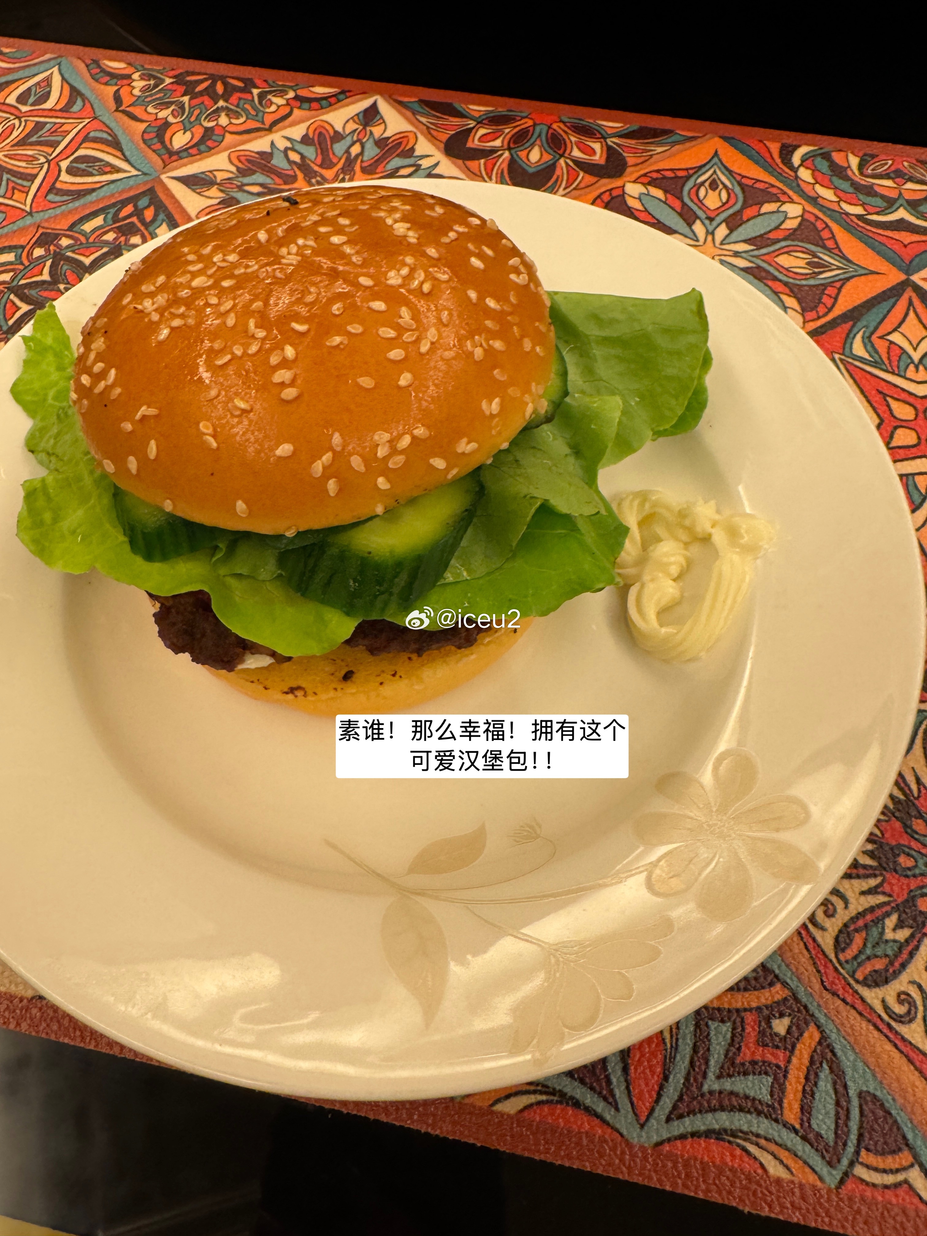 素谁！！那么幸福！！忙到现在在家吃上了自制小汉堡！！！素我！[舔屏]此时我魂穿比