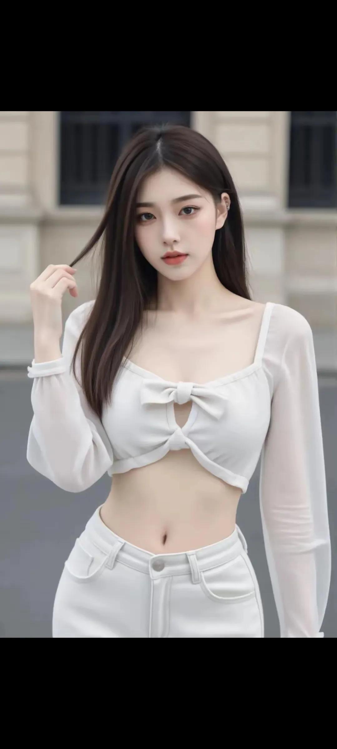 白衣白裤，素手轻扶。#美女云起时念君# #迷人的白衣女子# #肤白貌美养眼妹#