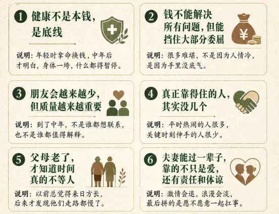 《人到中年五道坎，你正在经历哪一道？》
🏥 第一道坎：身体
健康不是本钱，是底