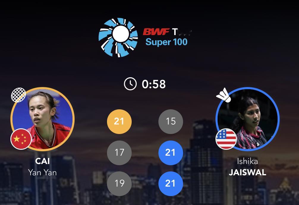 蔡炎炎🇨🇳 21-15、17-21、19-21 🇺🇸杰斯瓦尔2025年印
