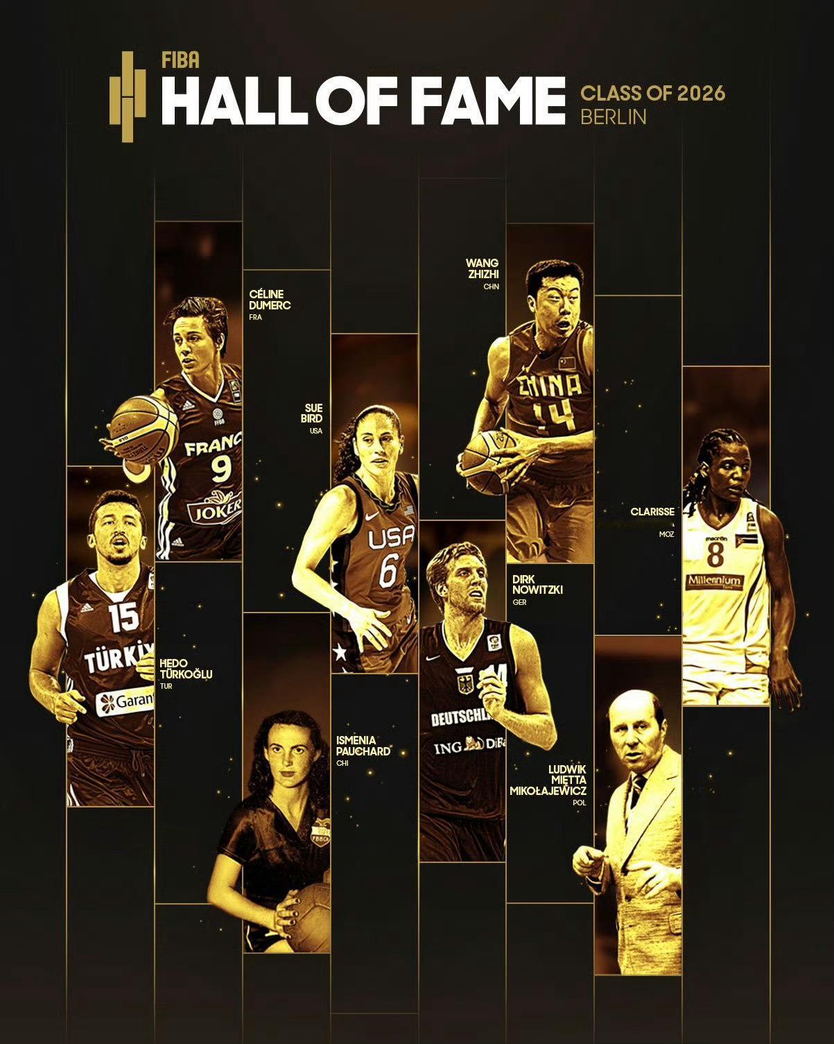 实至名归！FIBA官方公布了2026国际篮联名人堂名单。中国球员王治郅￼入选！大