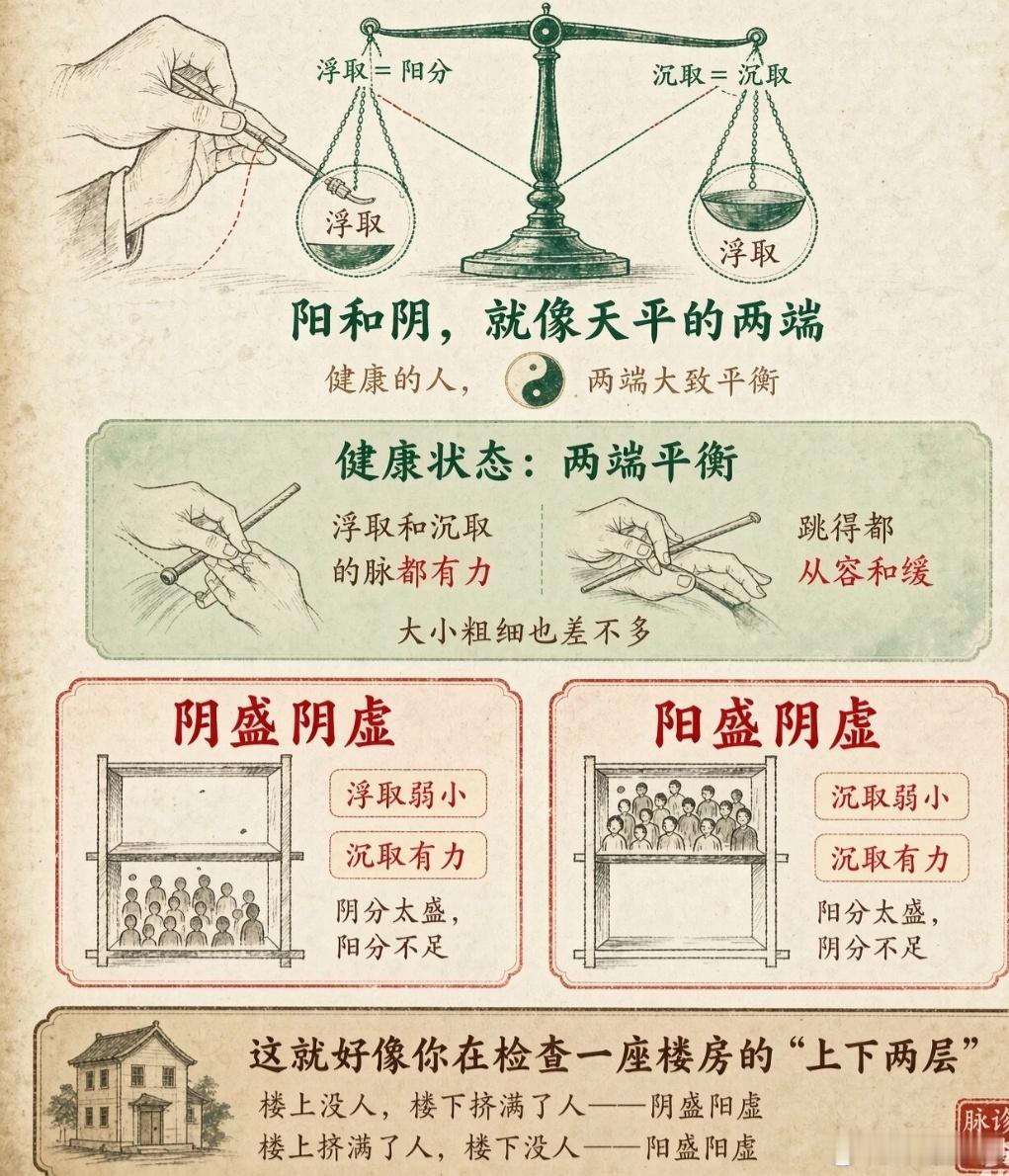 宽窄观察 《难经》第六难：轻按和重按，脉象一大一小？这是身体在告诉你：阴阳失衡了