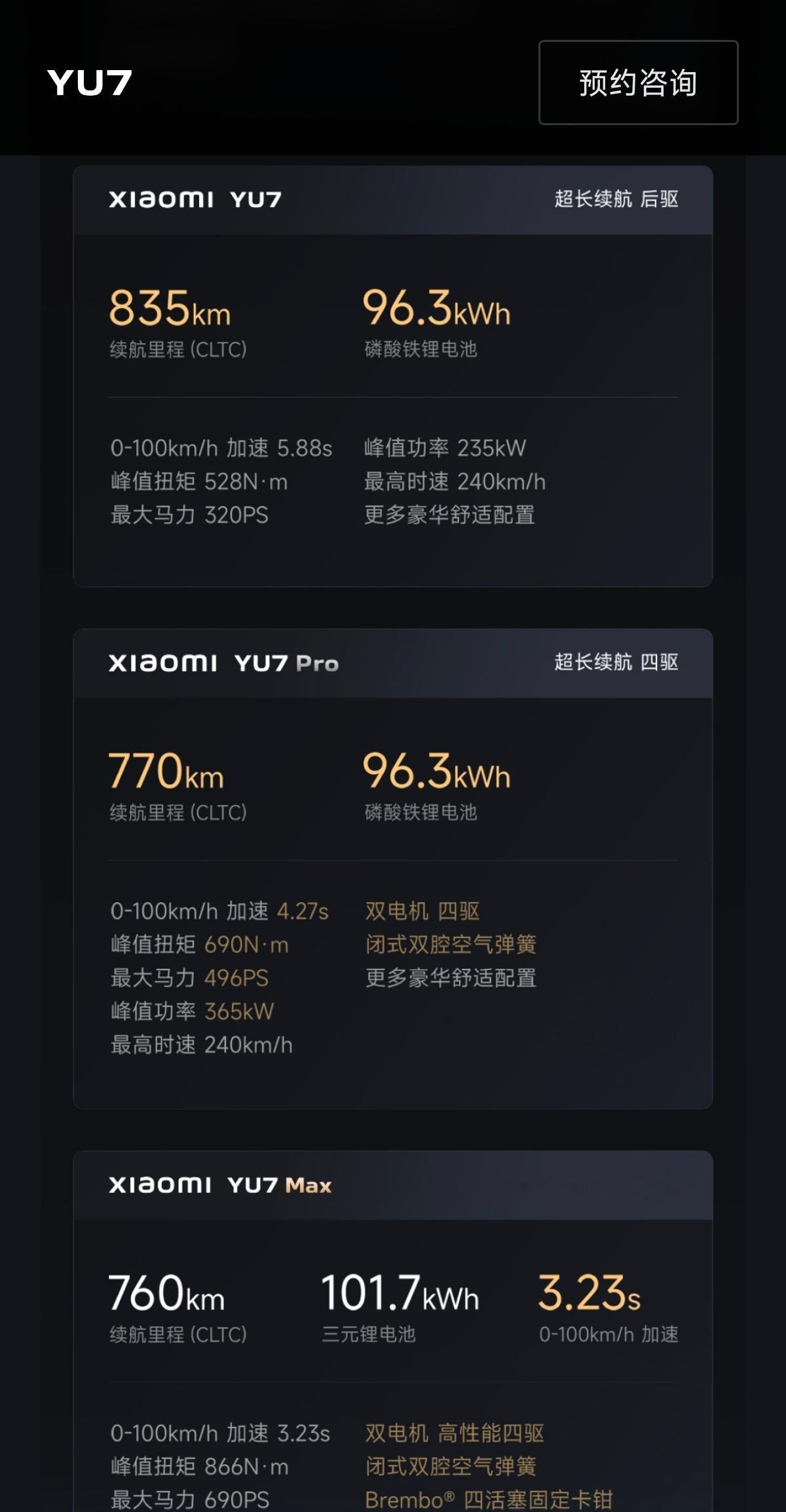 卢伟冰剧透小米YU7价格昨天研究了一下午的配置，纠结选哪个版本，一起床就看见卢总