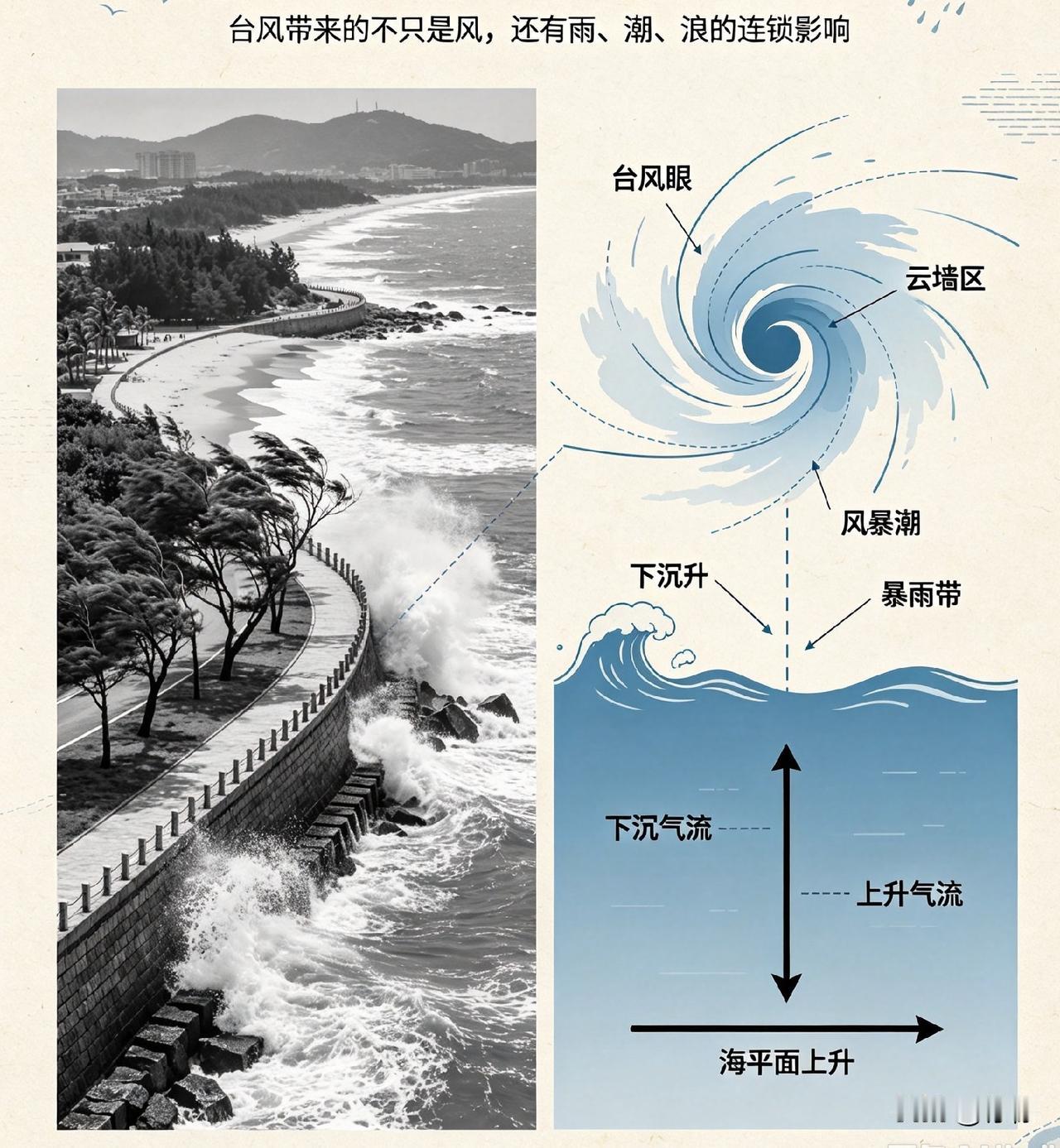 1. 海洋是强风的能量来源
广阔海面摩擦力很小，水汽充足，夏季洋面持续吸热，海水