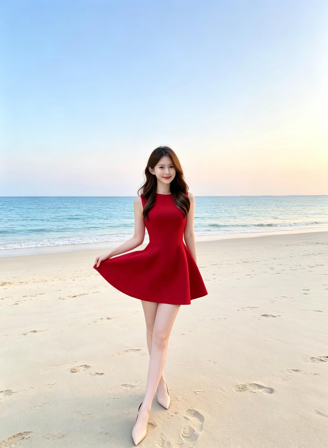 红裙飘飘，美丽动人