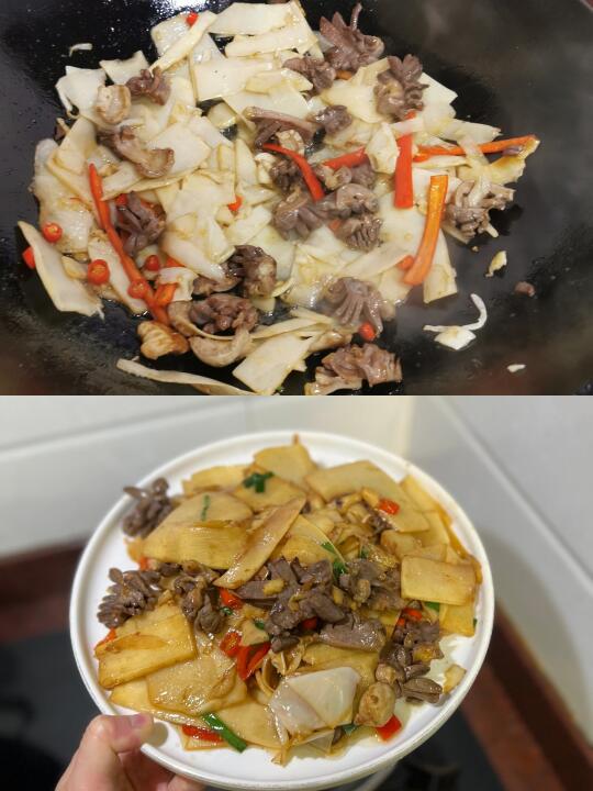 鸡杂爆炒酸笋，是今日的下饭神菜！