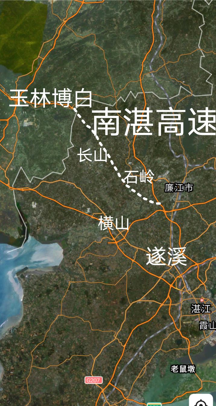 省际高速，广西南宁至广东湛江的南湛高速广东段的30公里已全面火热建设中，未来建成