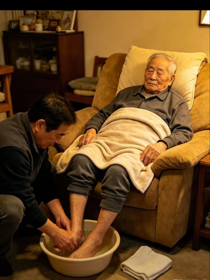 深圳一位89岁老爷子，儿子正给他洗脚时，他忽然说了句"我累了"，便往沙发上一躺，