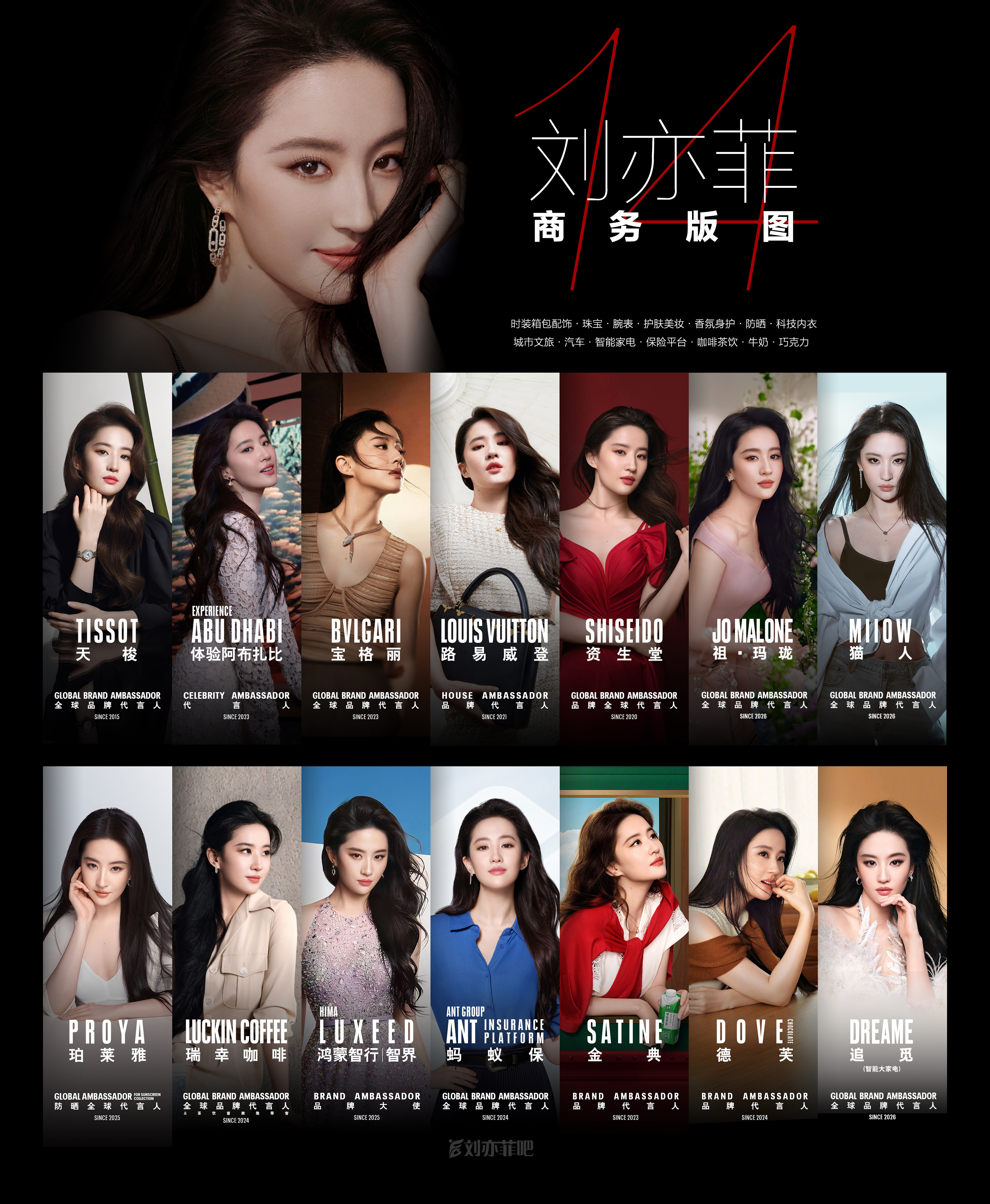 刘亦菲或客串穿普拉达的女王2刘亦菲的真顶级代言矩阵请看👇我们是穿路易威登戴宝格
