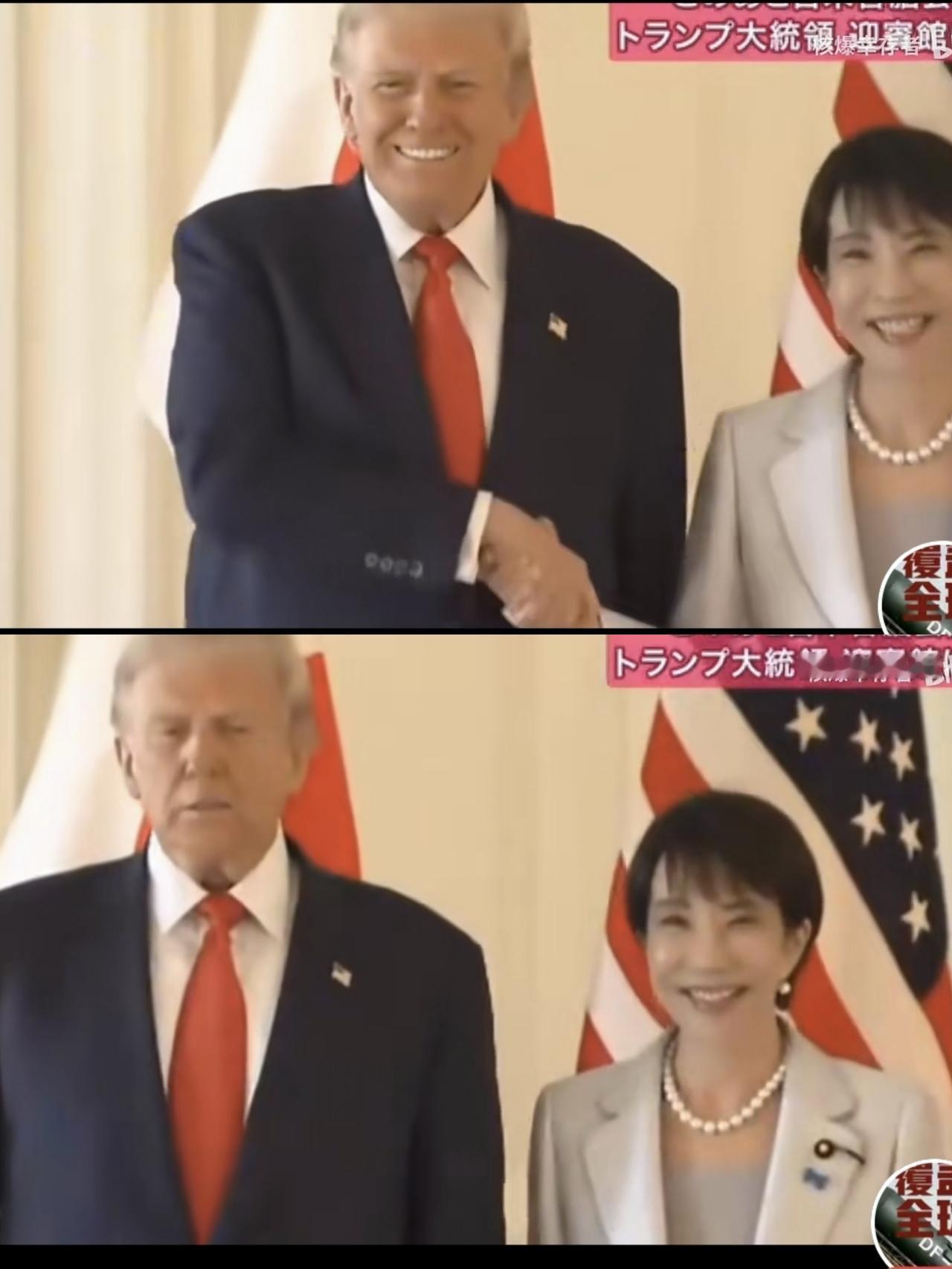 特朗普与高市早苗
       高市笑得多灿烂，如同见到了自己的亲爹；川普笑得更