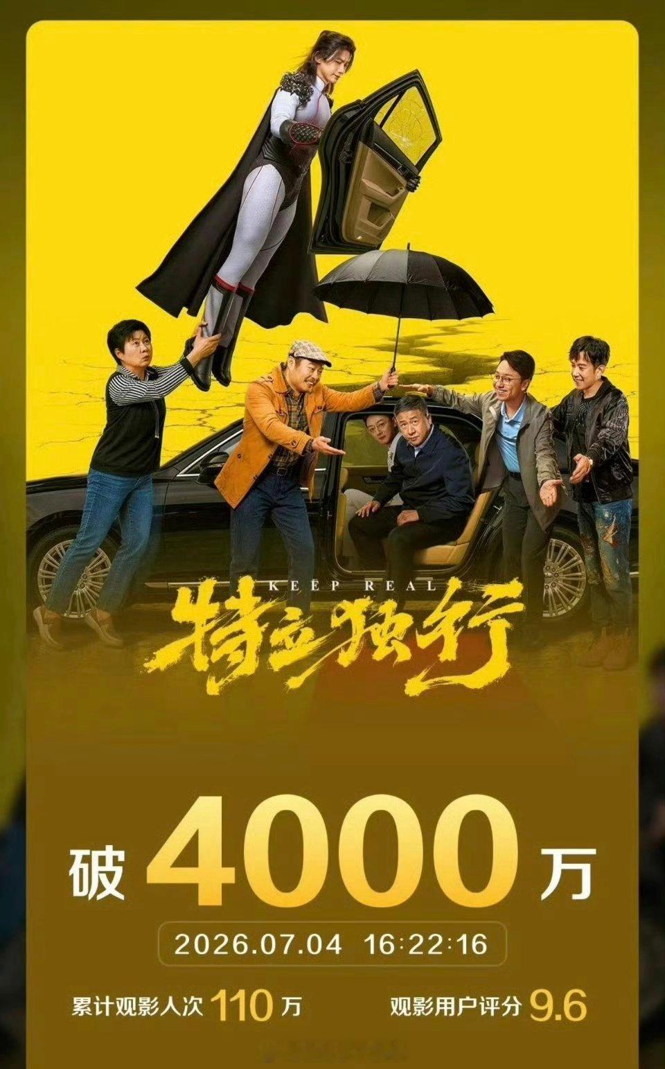 白敬亭《特立独行》票房破4000万啦！ 