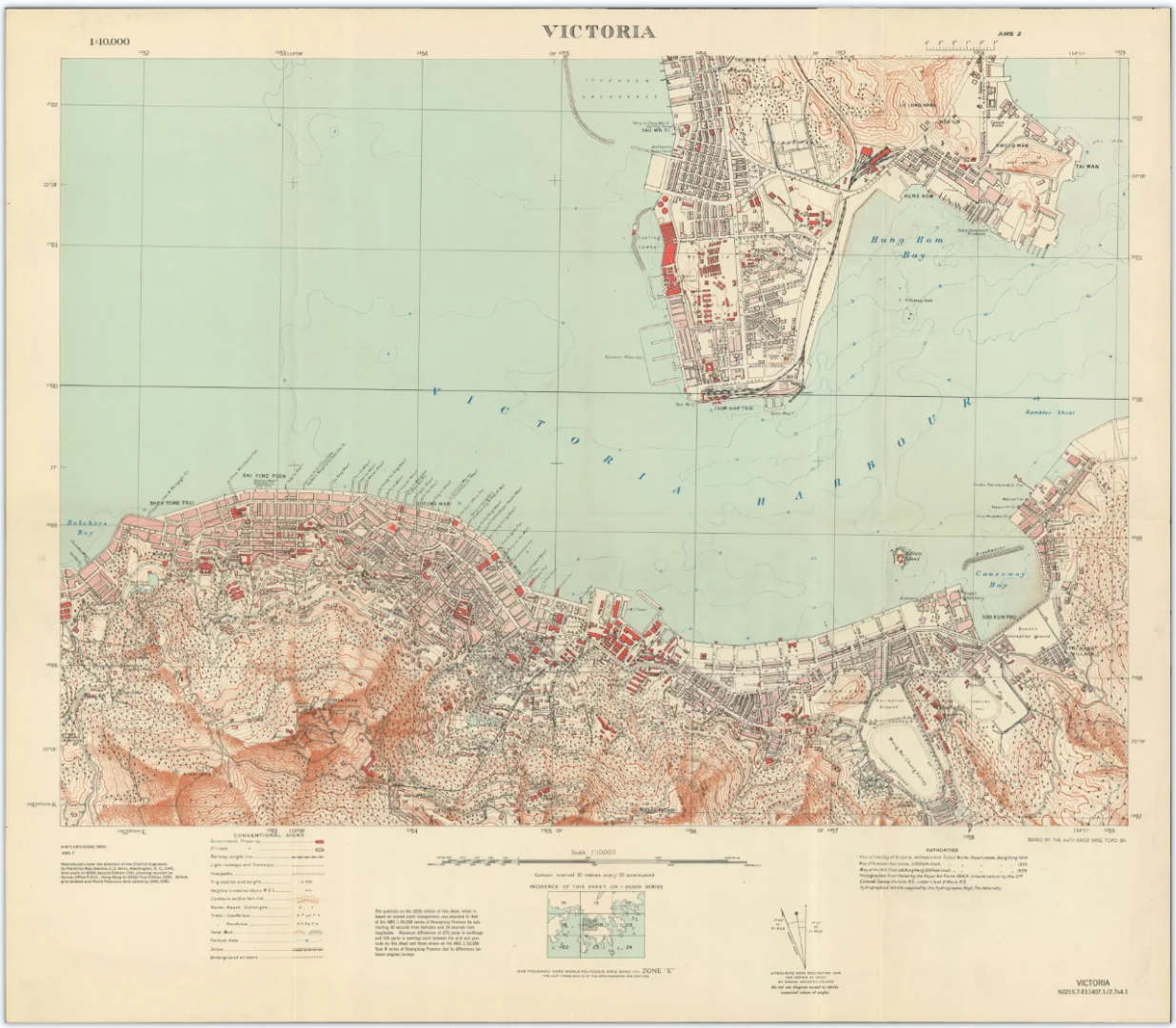 1945年香港维多利亚港地图