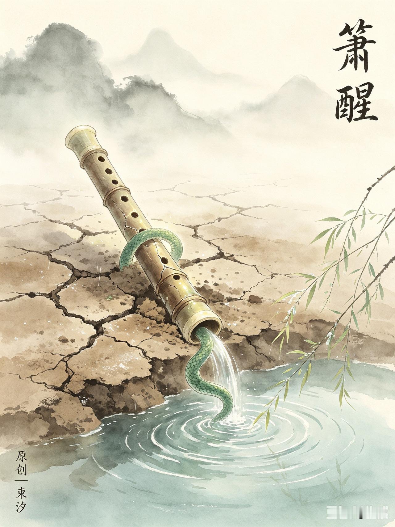《箫醒》
原创 | 東汐

搁置已久的箫，落入风尘
像一条将要晒干的蛇
或许它的