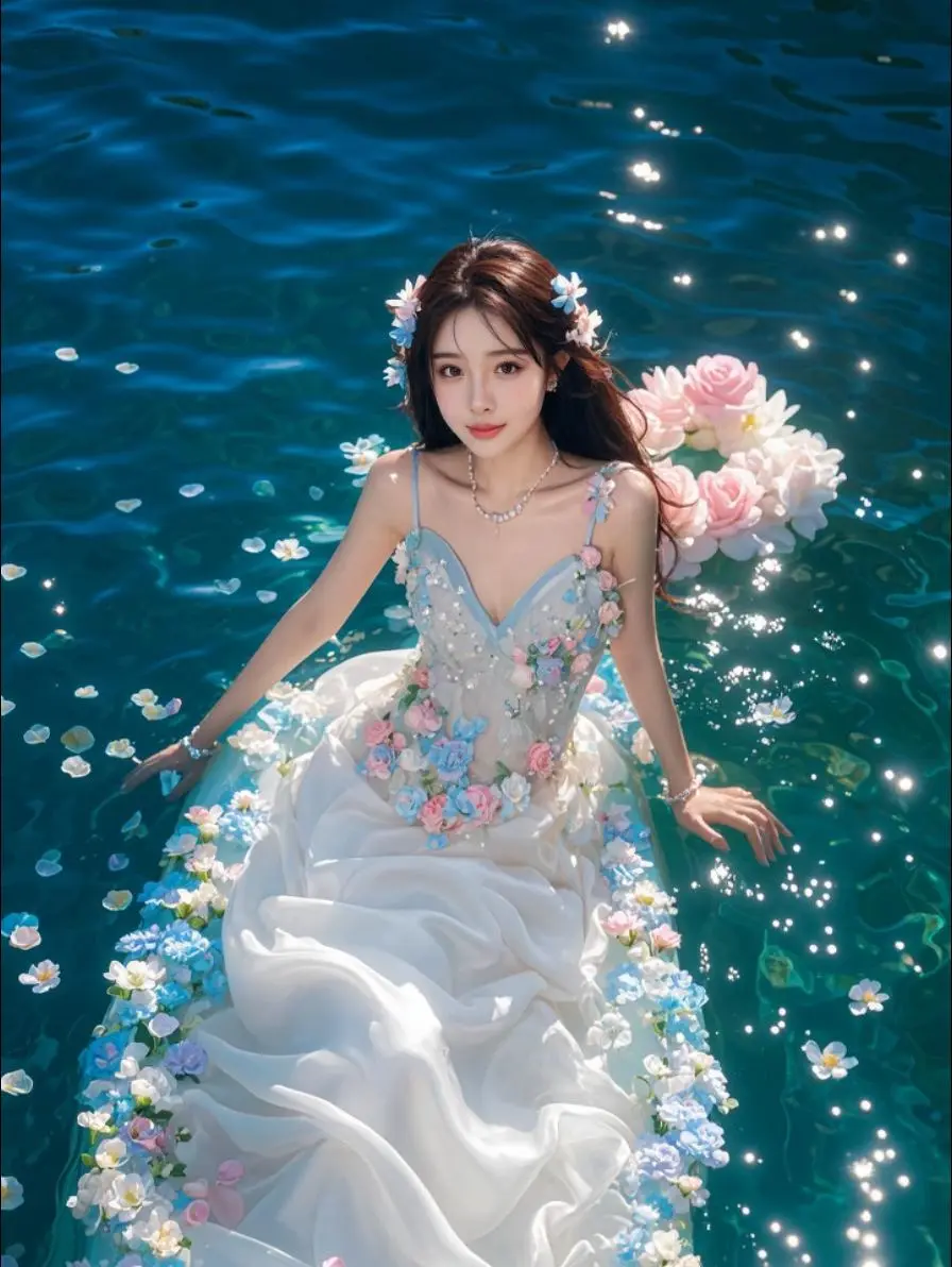 AI波光花畔影 原来ai写真可以这么美 人生总得有一套ai写真吧 谁拍...