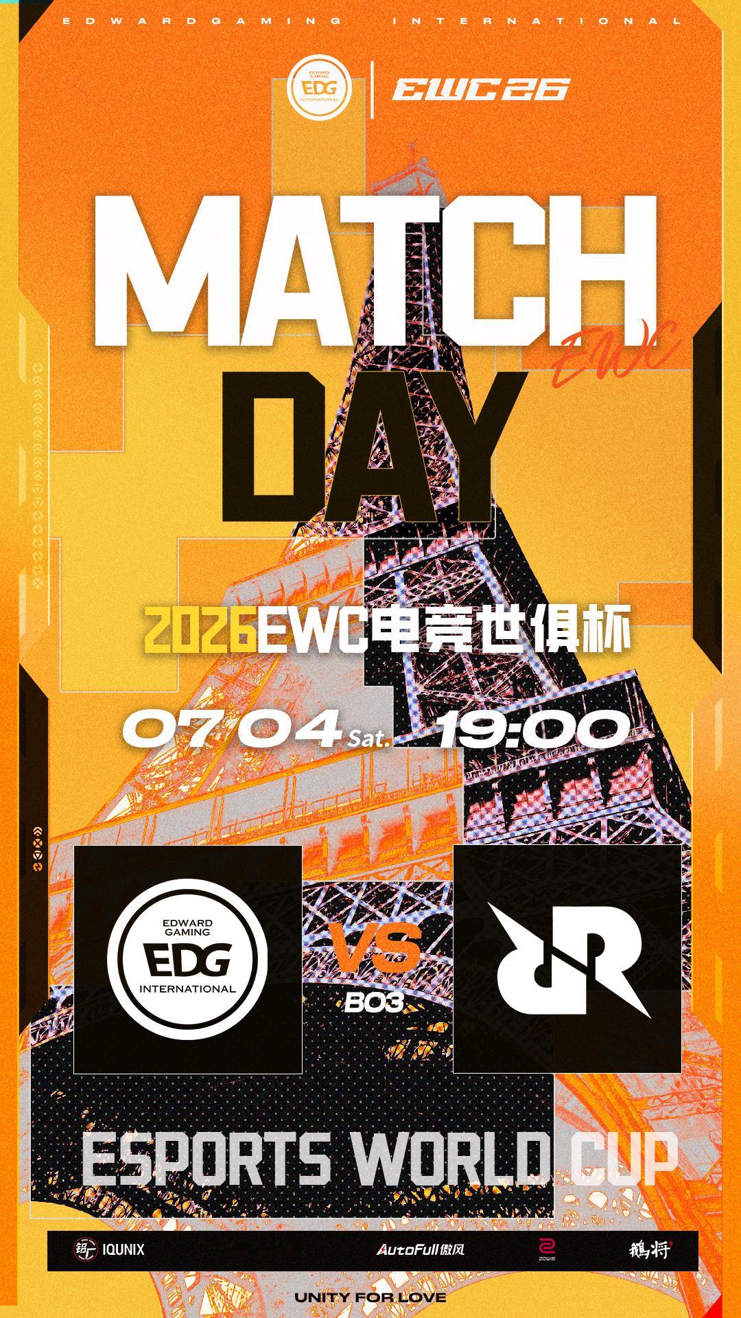 赛事预告丨2026EWC电竞世俱杯小组赛►7月4日 19:00►EDG 对阵 R