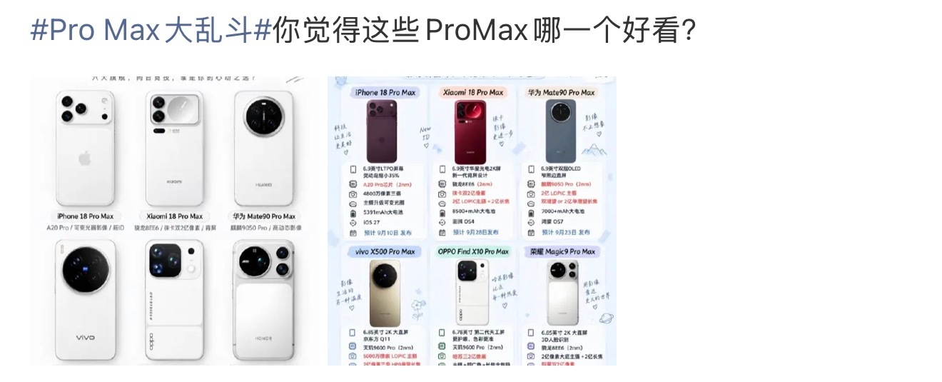 Pro Max大乱斗九月旗舰圈热闹起来！iPhone18 Pro Max率先登场