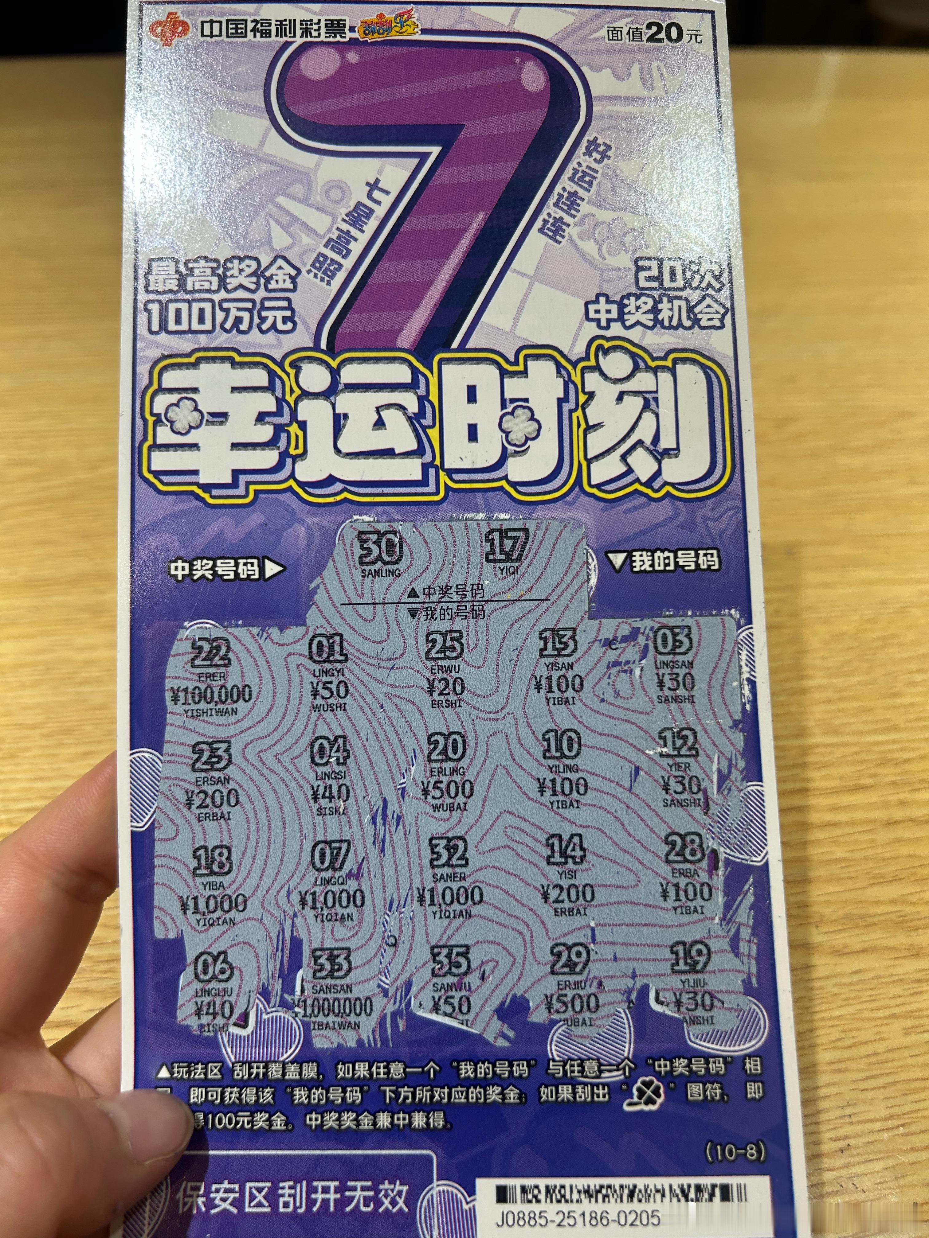 昨天博友买彩票中奖了，今天也去买了一张，第一张种了20，又换了一张，一毛没中。又