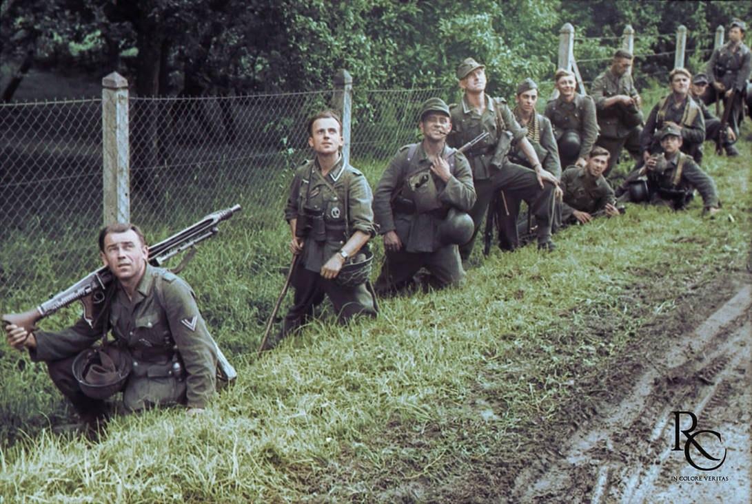 这是德军第 84 步兵师的士兵，大多年纪轻轻，却早已身经百战、斩获不少军功章。左