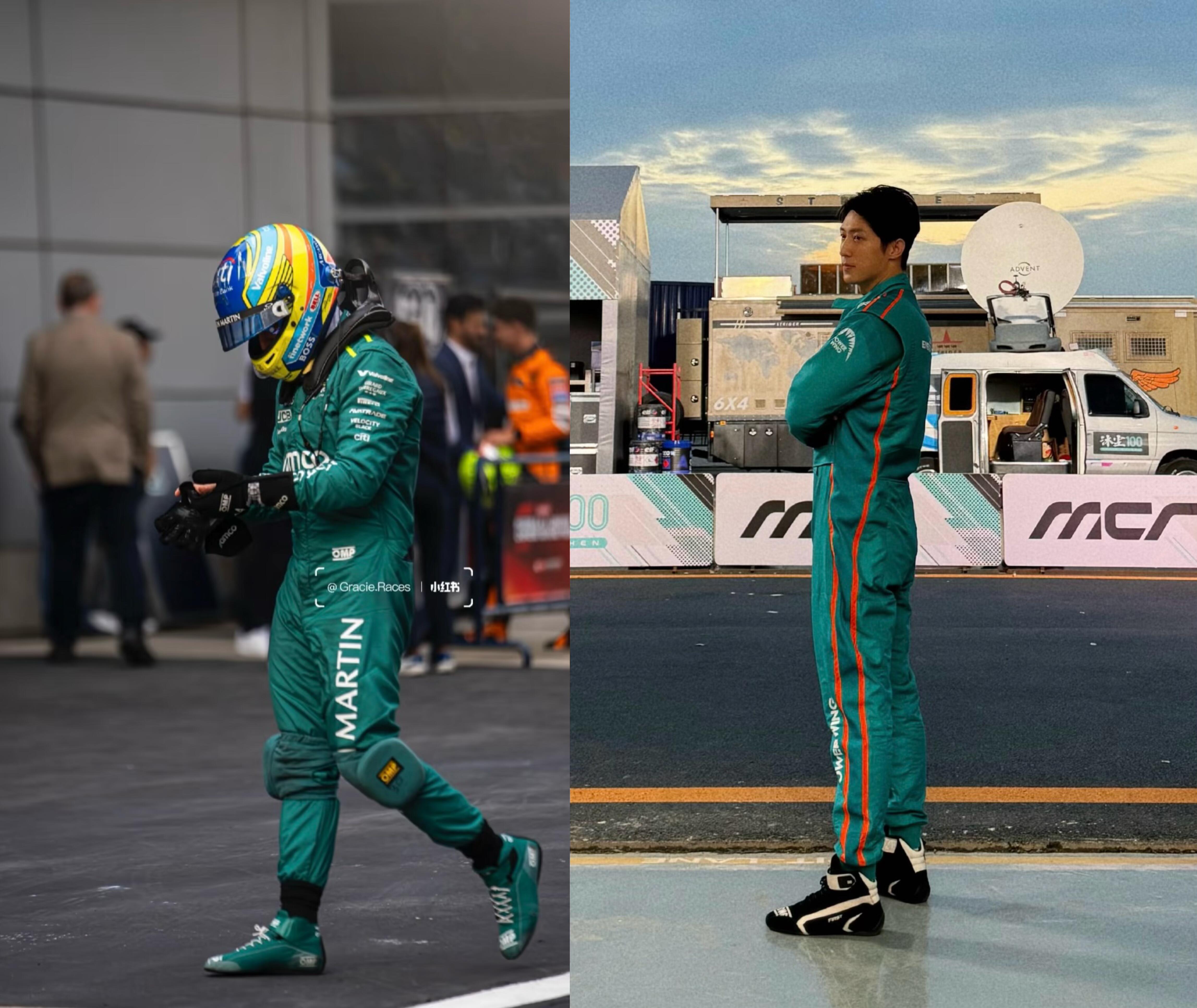 我想起赛车迷盘点《飞驰人生3》彩蛋时拼的这张图，是林臻东和阿斯顿马丁车手头哥的对