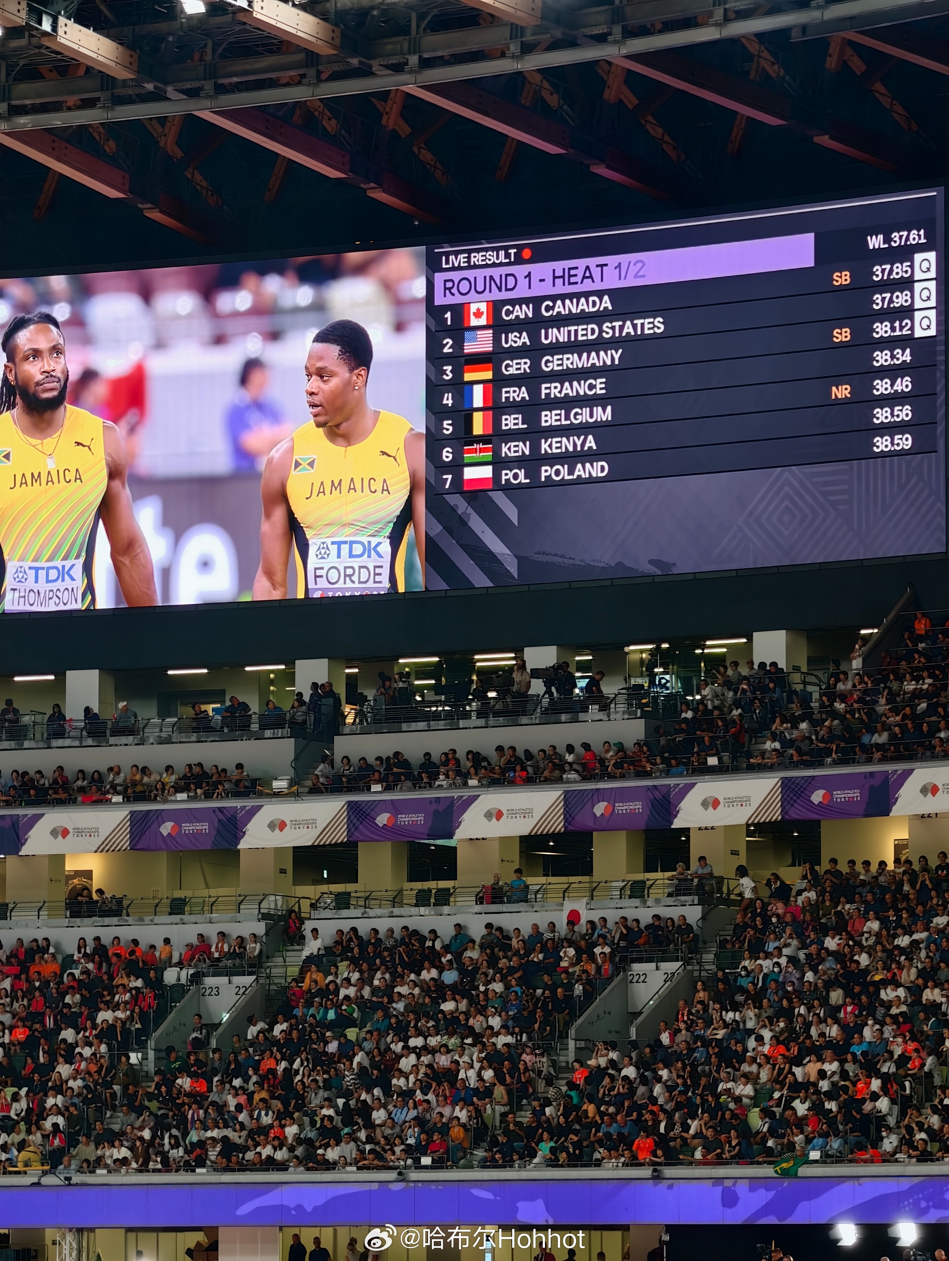 2025年东京田径世锦赛 男子4x100米接力第一组：加拿大、美国、德国直接晋级
