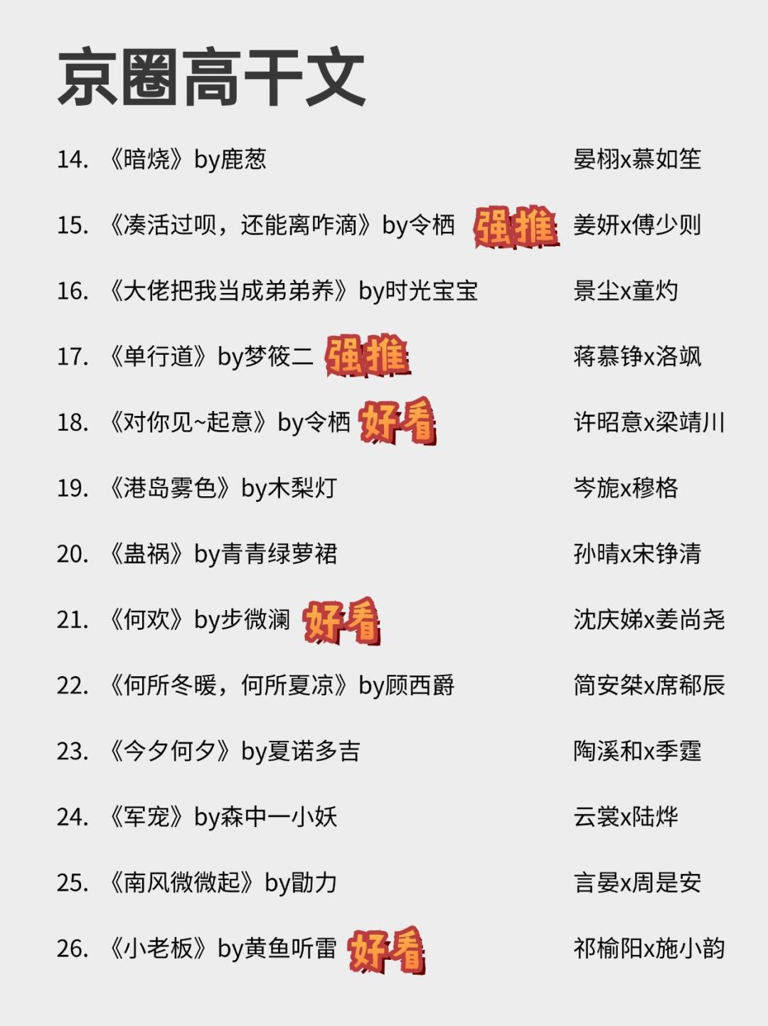 26本京圈大佬高干文！男主有权又有钱！