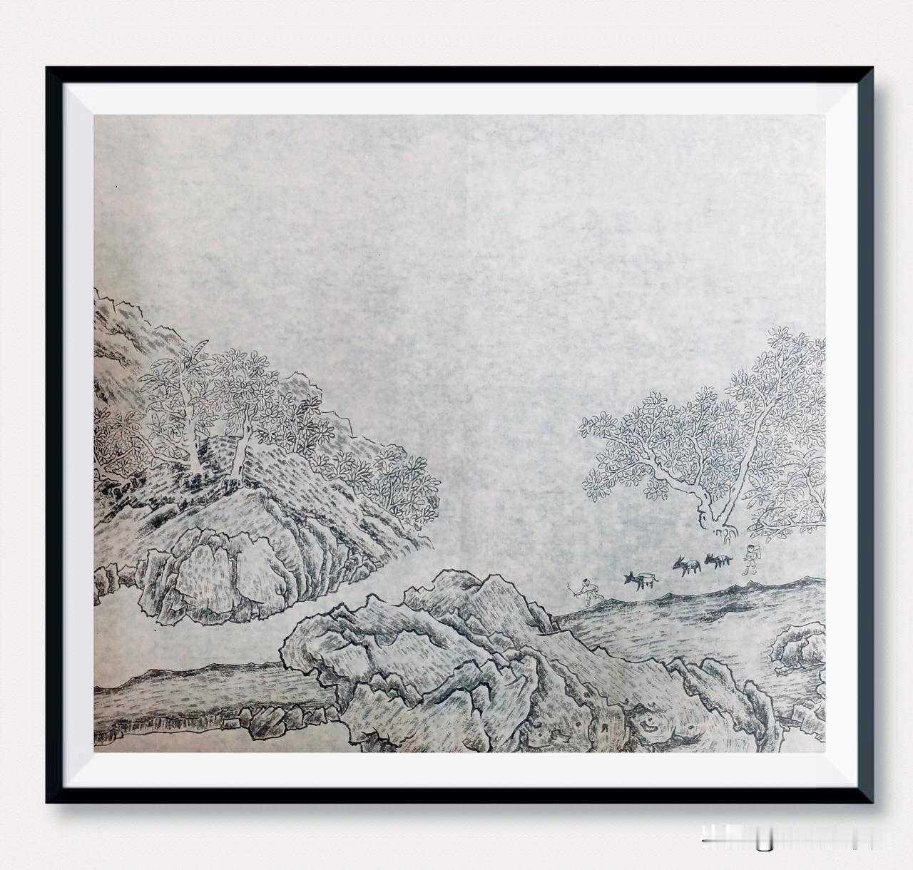 第二天画《溪山行旅图》，又画一点点。越画越喜爱。树叶🍃都不同，都很美！画的越细