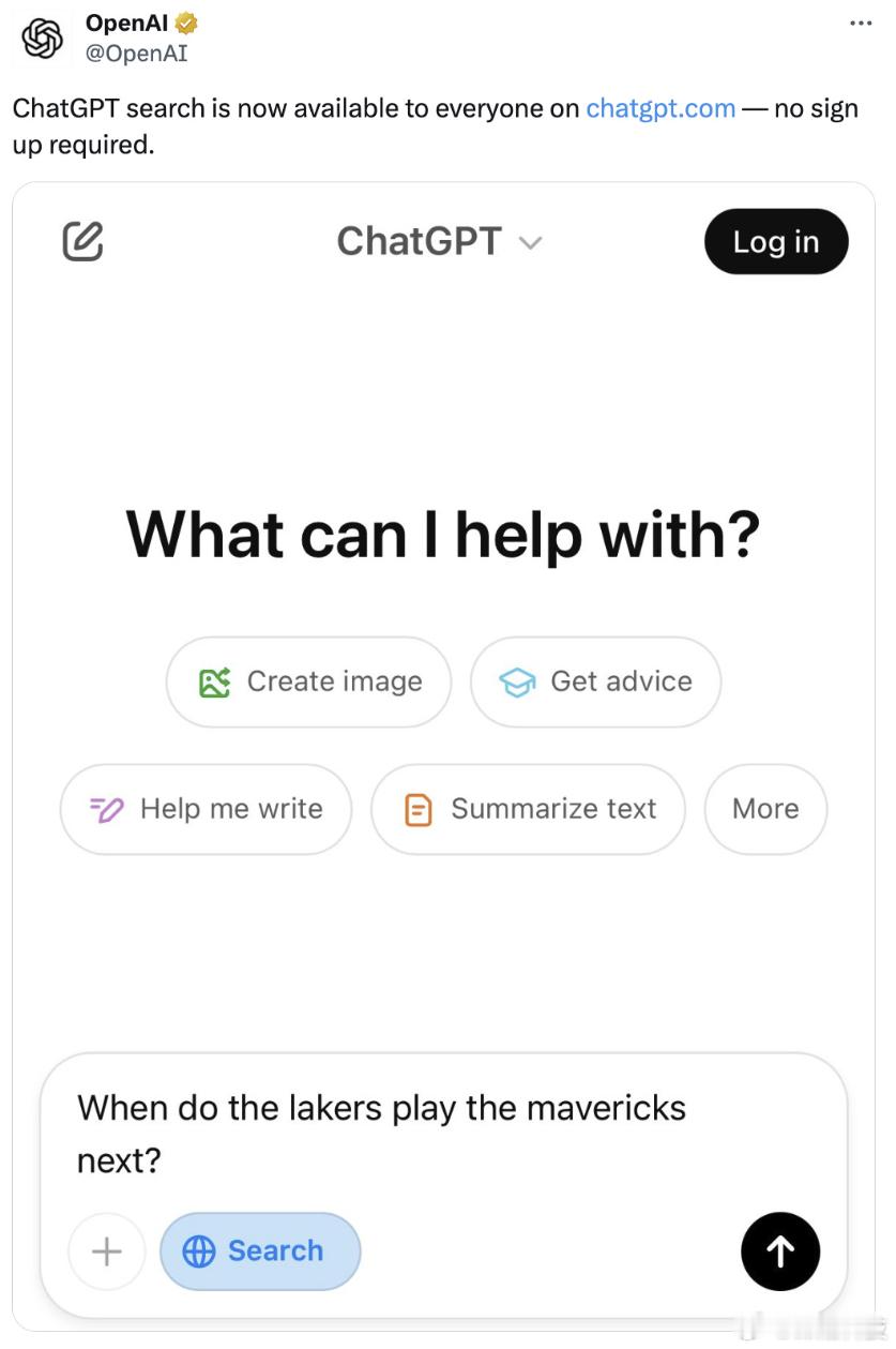 急了急了~OpenAI宣布ChatGPT搜索功能完全免费开放，无需注册，无需登录