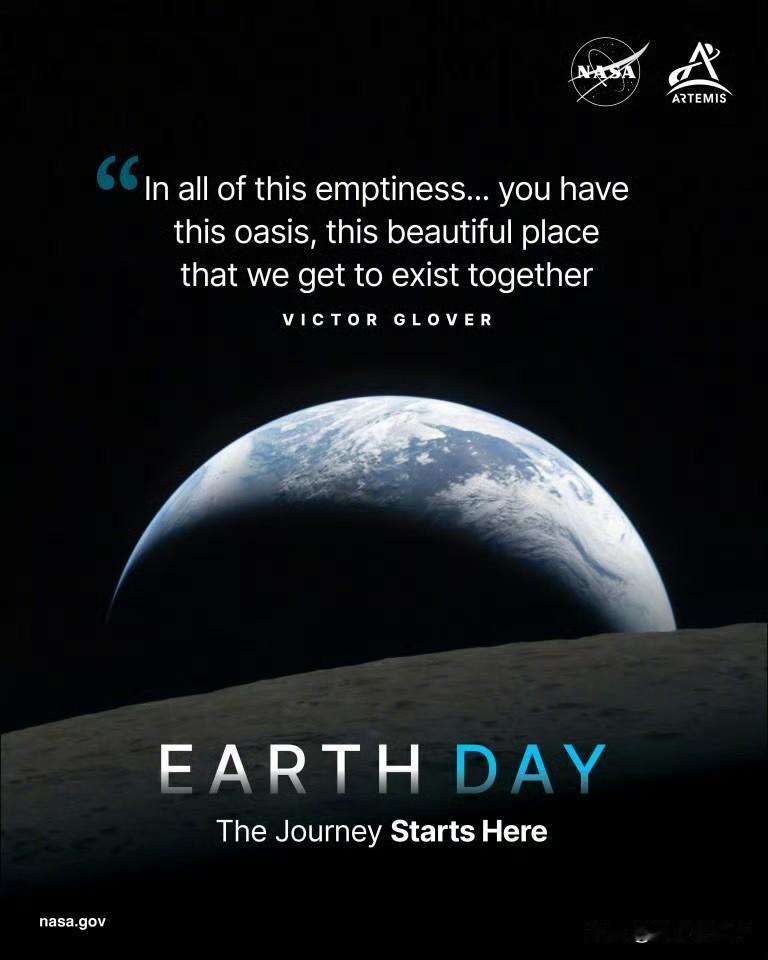 🌍世界地球日，NASA再次发布了阿尔忒弥斯二号任务期间，宇航员拍摄到的地球景象