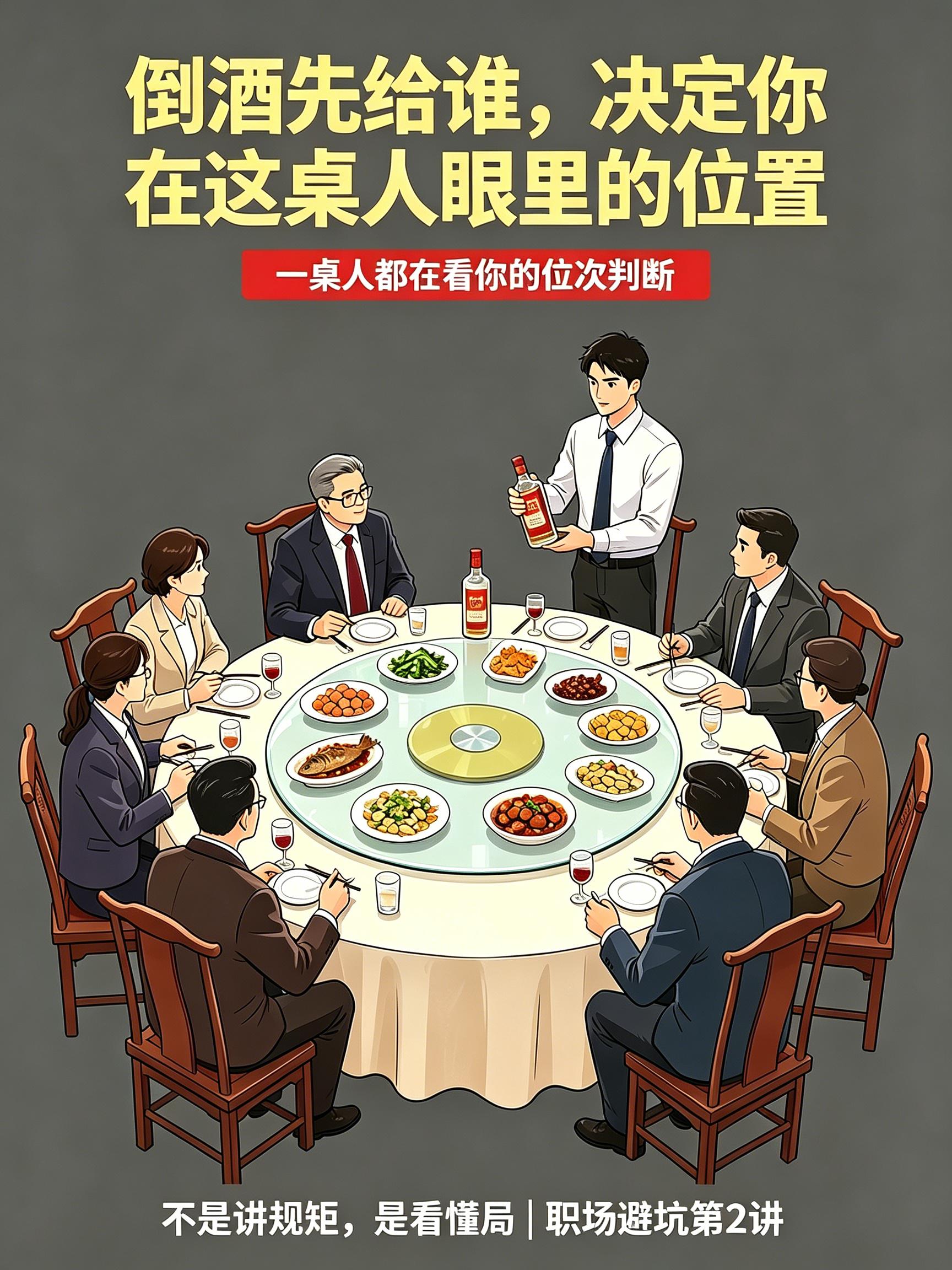 饭局倒酒先给谁，决定你在这桌人眼里的位置。职场避坑第二讲。 饭局倒酒...
