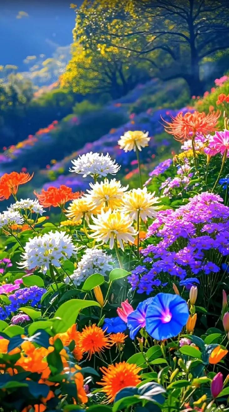 花开烂漫，霞光万道。#。百花盛开# #美丽景色花丛中# #鲜花🌸美如画#