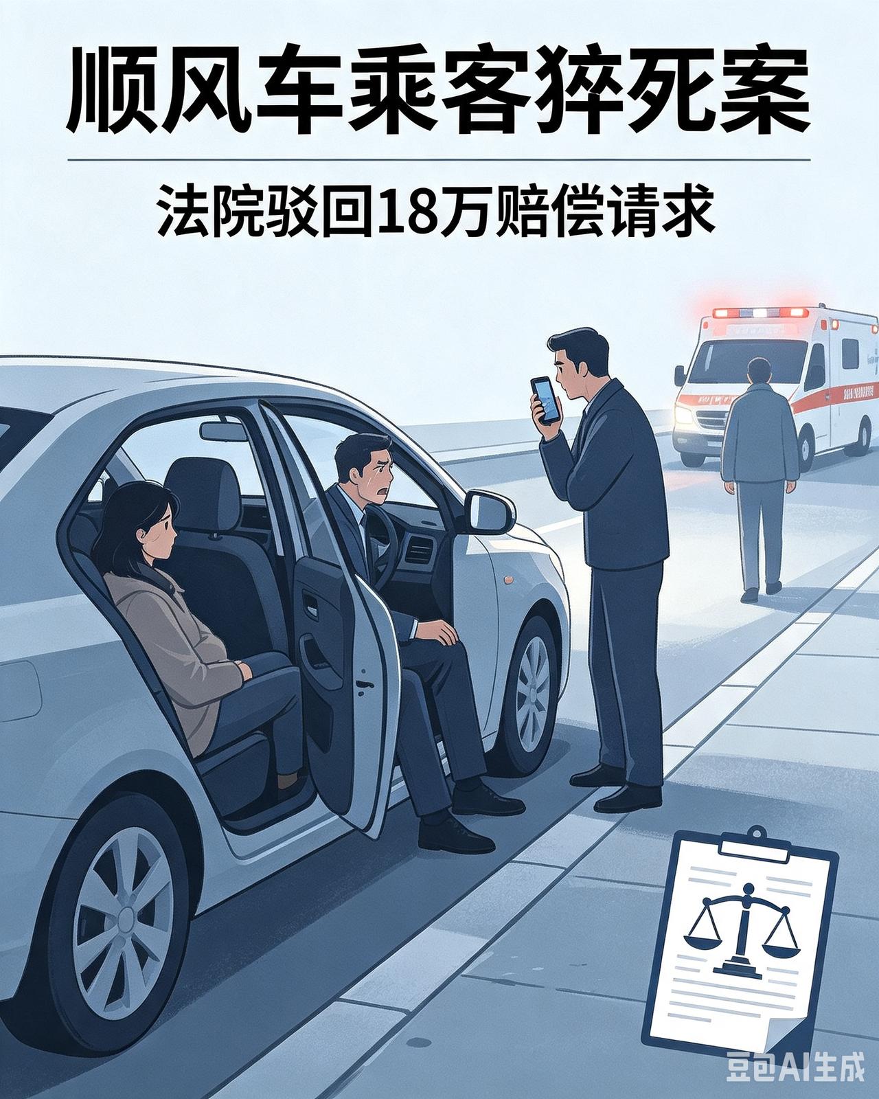 顺风车乘客途中猝死，家属索赔18万！法院判决出炉，一分不用赔

男子在顺风车上猝