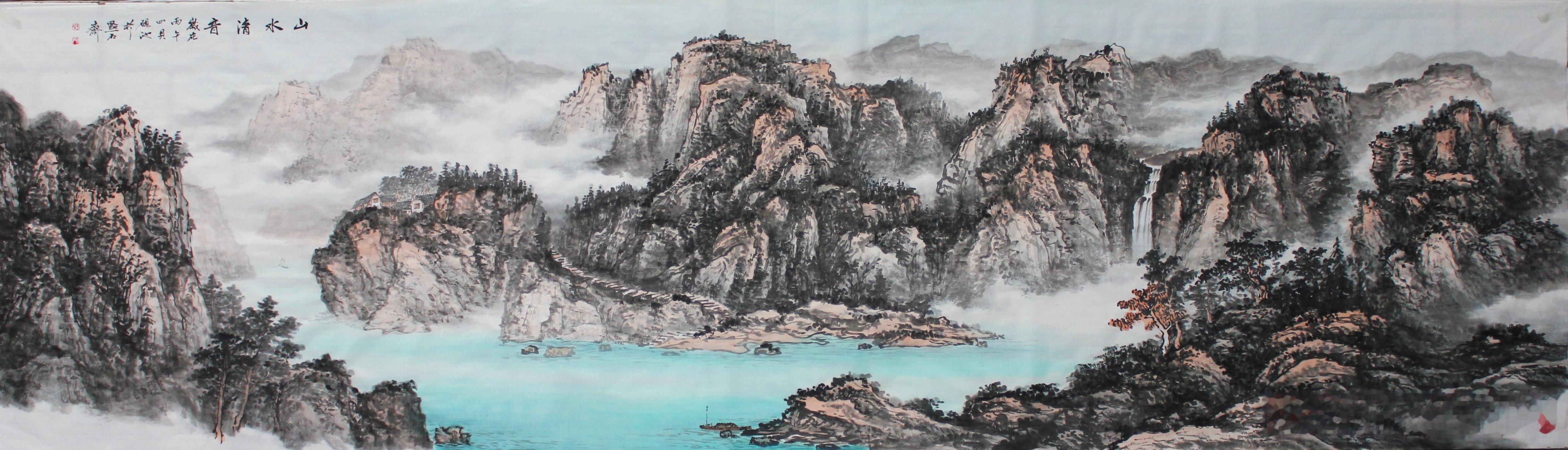 新作【山水清音】240cmX70cm书画新浪潮书画界艺术新浪微博书画界艺术山水山