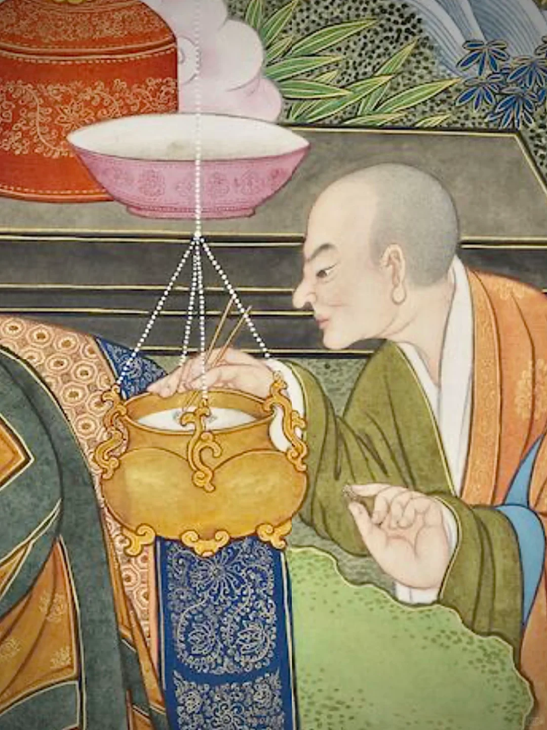 宋代吊式香炉 这大概是古代户外露营时用的小香炉，在找不到平放的地方，权...