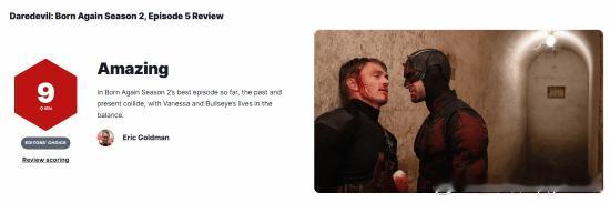 《夜魔侠重生》第二季IGN 9分IGN为《夜魔侠：重生》第二季第5集打出9分的评