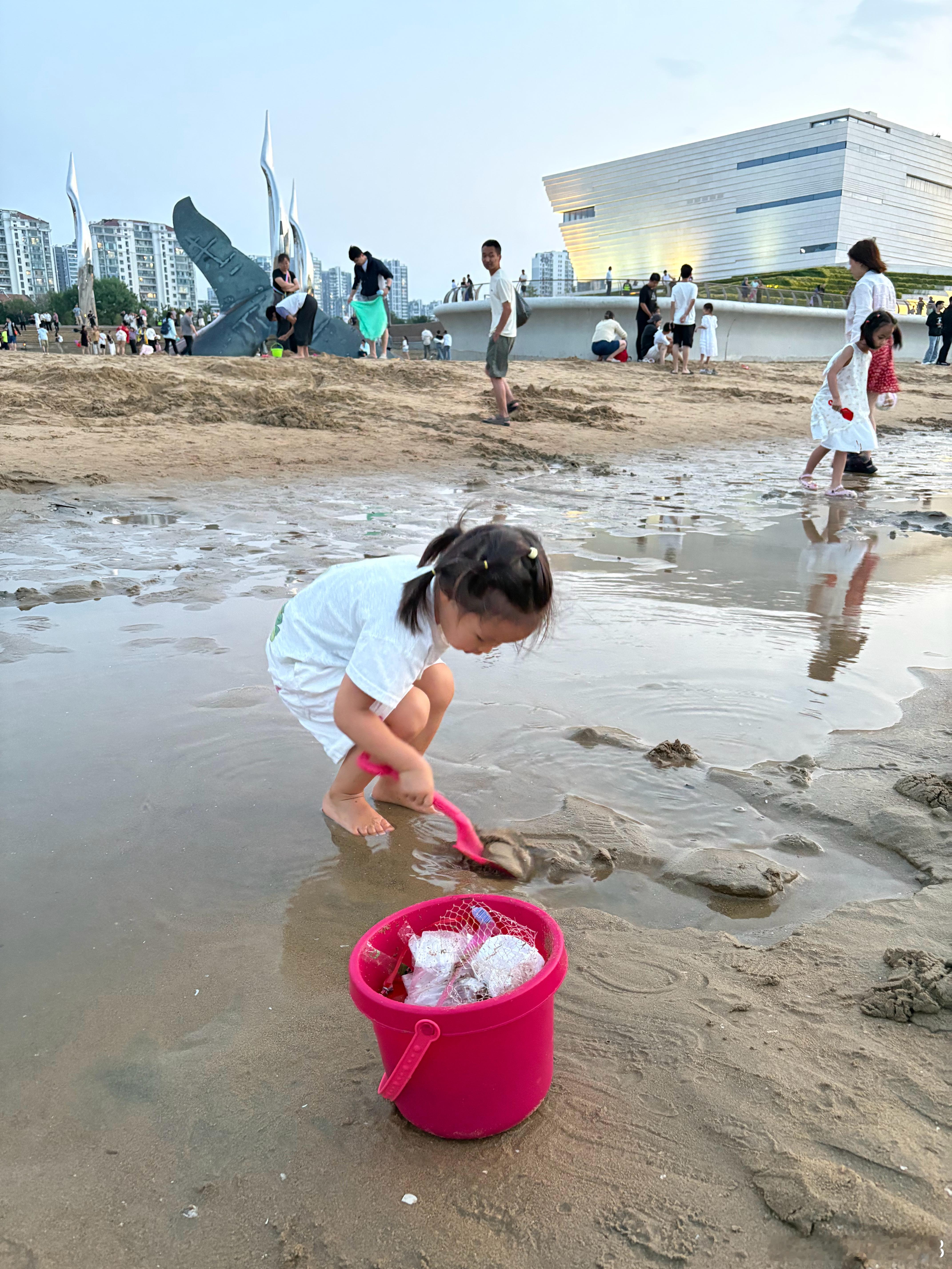 3岁闺女说：垃圾应该在垃圾桶里，不应该躺在沙滩上。他说的很对，不是嘛？ 金沙滩上