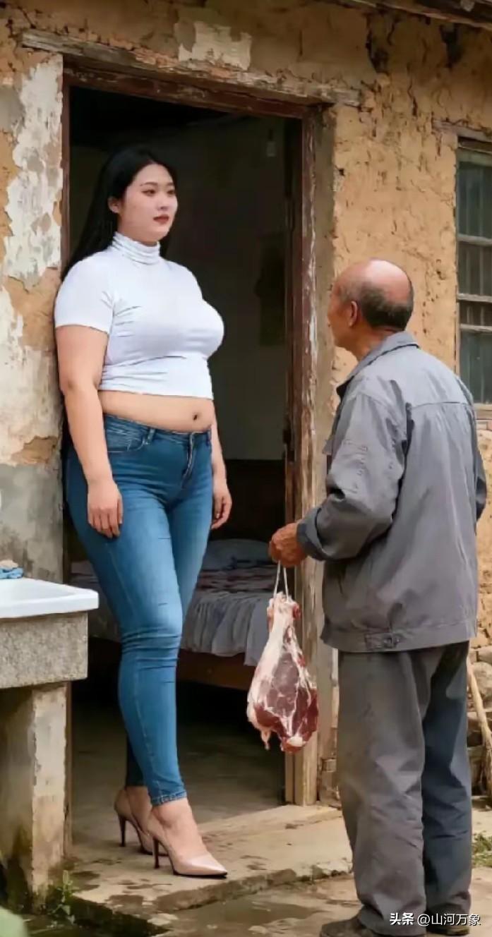 爹疼闺女毫无底线，看您闺女这大体格子，还有必要再给她买肉吃吗？