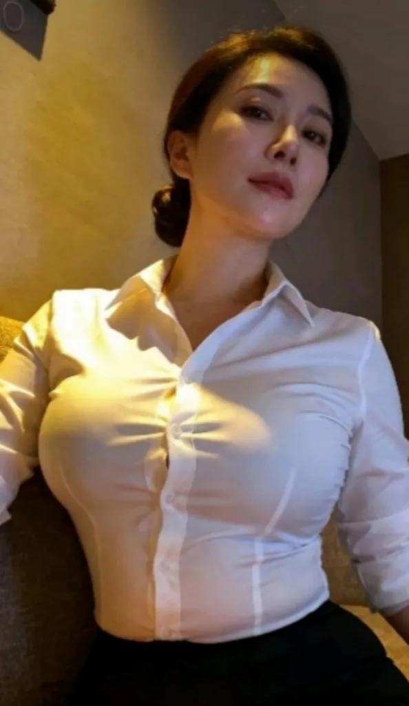 她美得大气又迷人！白色衬衫勾勒出优雅曲线,浑身散发着成熟女性的优雅气质。
气质白