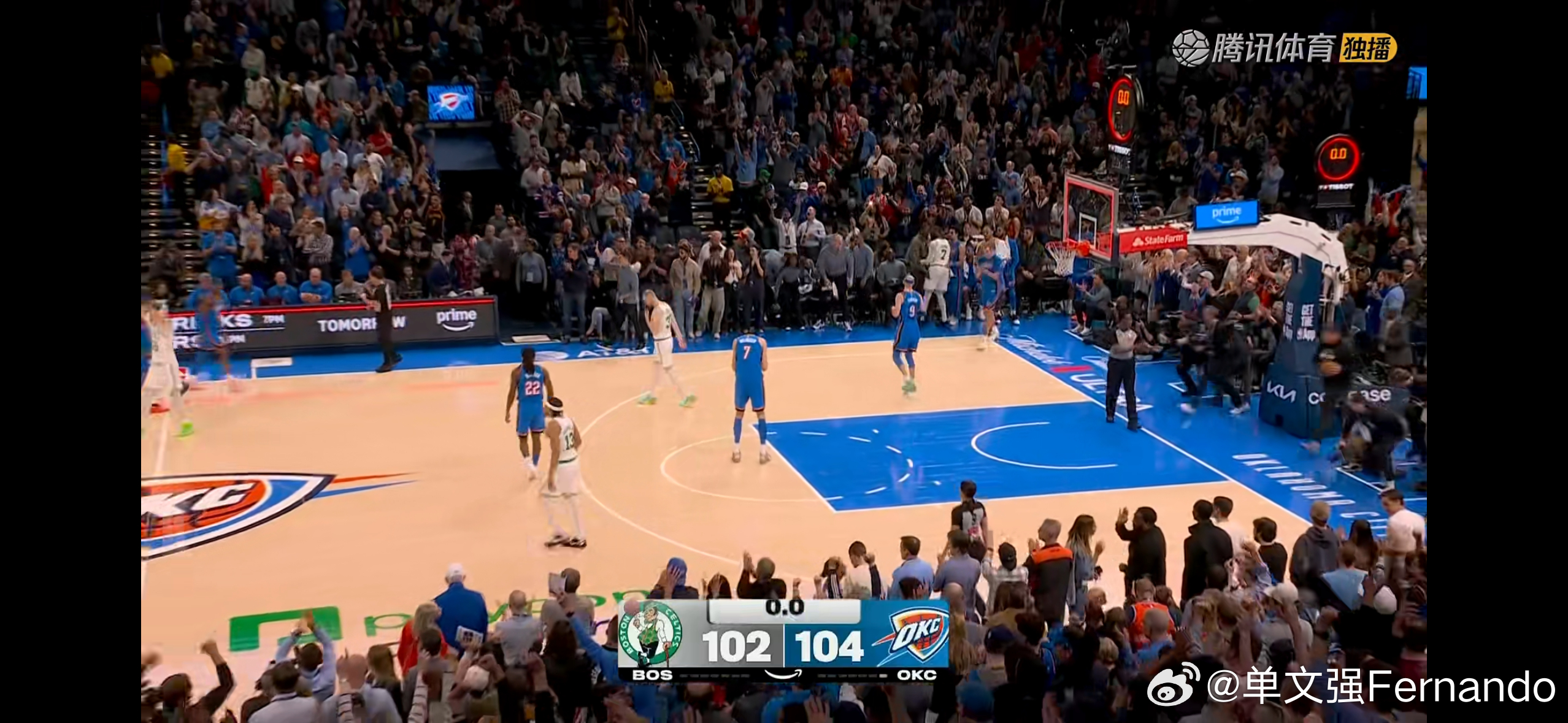 波士顿凯尔特人2分惜败OKC雷霆！很精彩的比赛，最后就是关键球几个回合定胜负……
