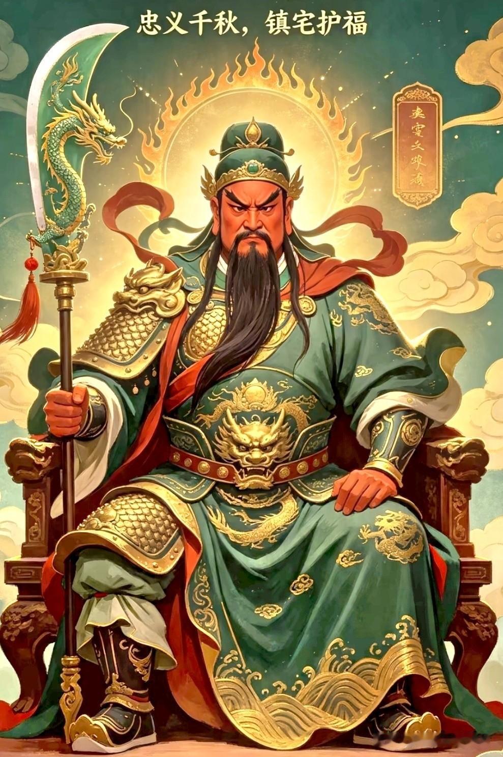 丹心忠义昭千古，
正气神威护万家。