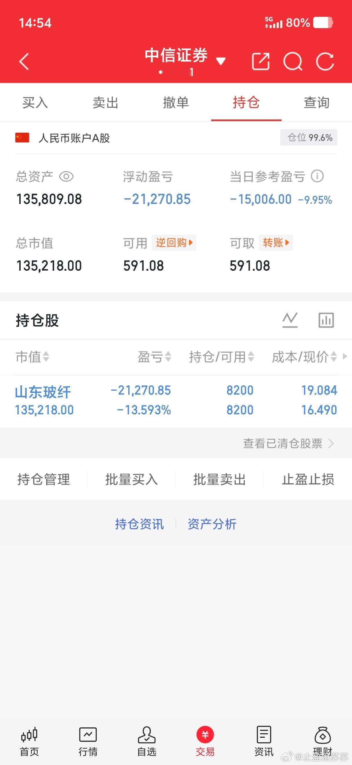 10w本金记录到100w（第48天)今日持有：605006 山东玻纤今日总资产：