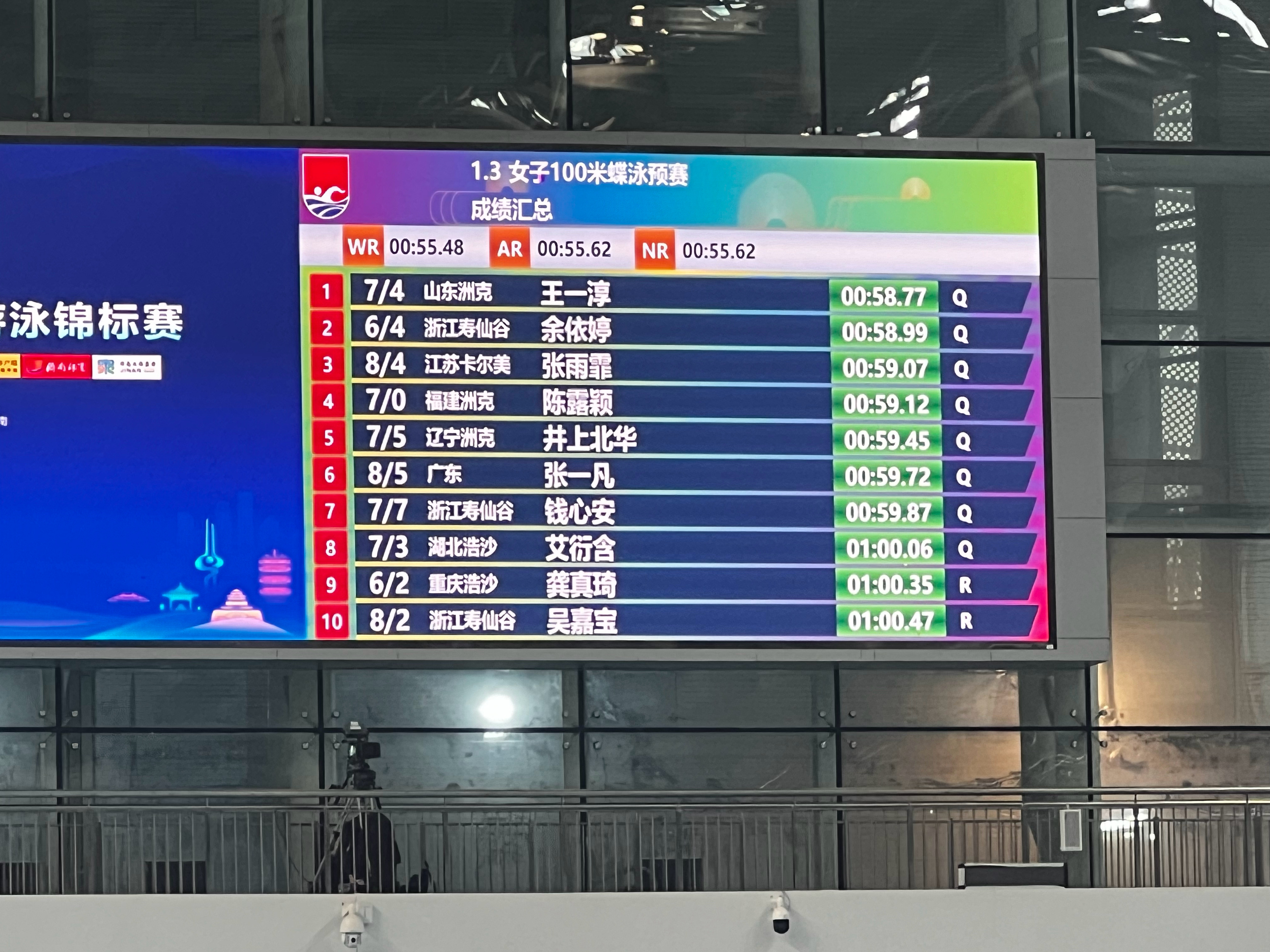 #2023年全国游泳锦标赛# 女子100蝶预赛  ​​​