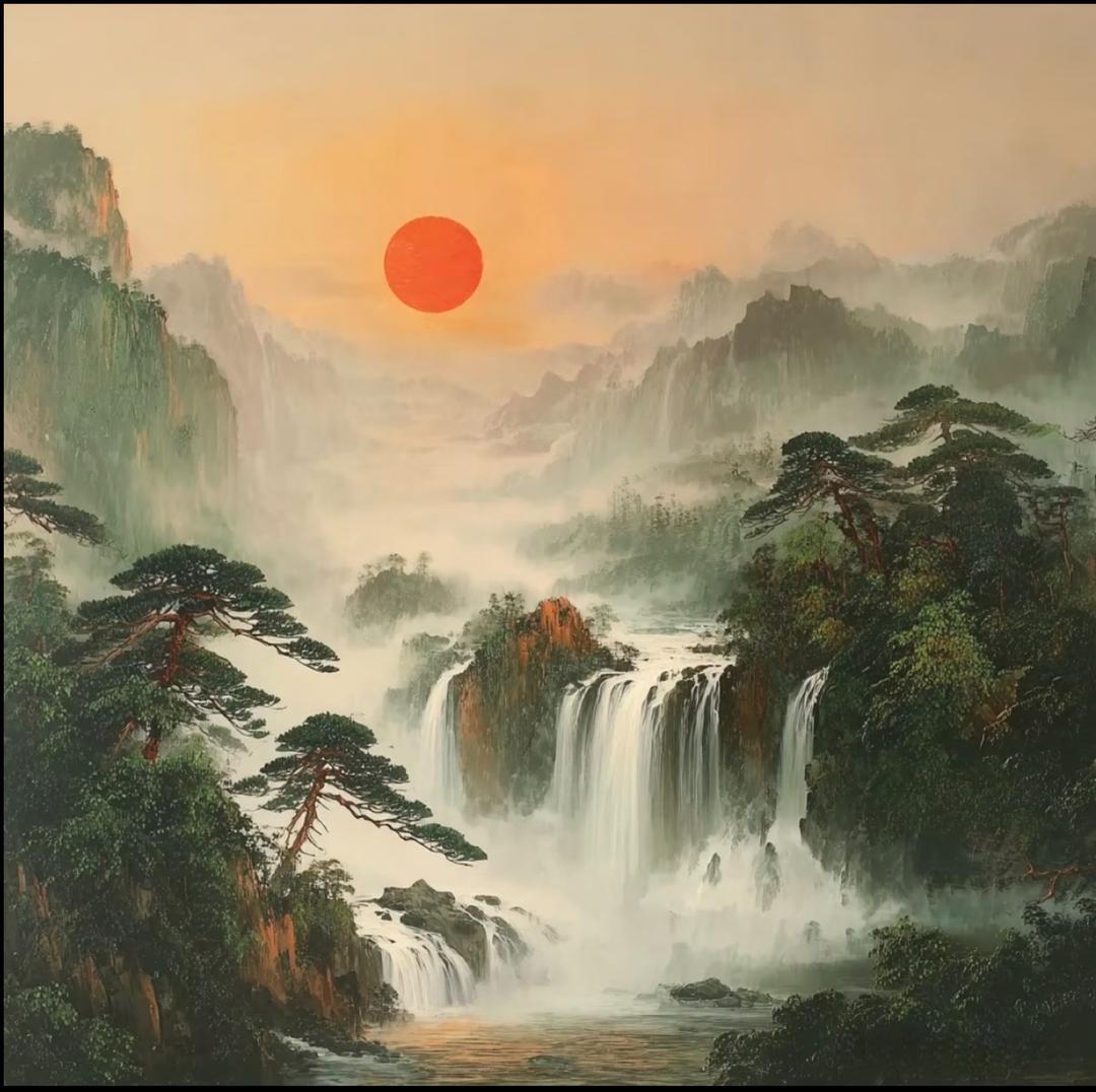 鸿运当头·八方来财，日照金山·财源广进。传统文化 绘画